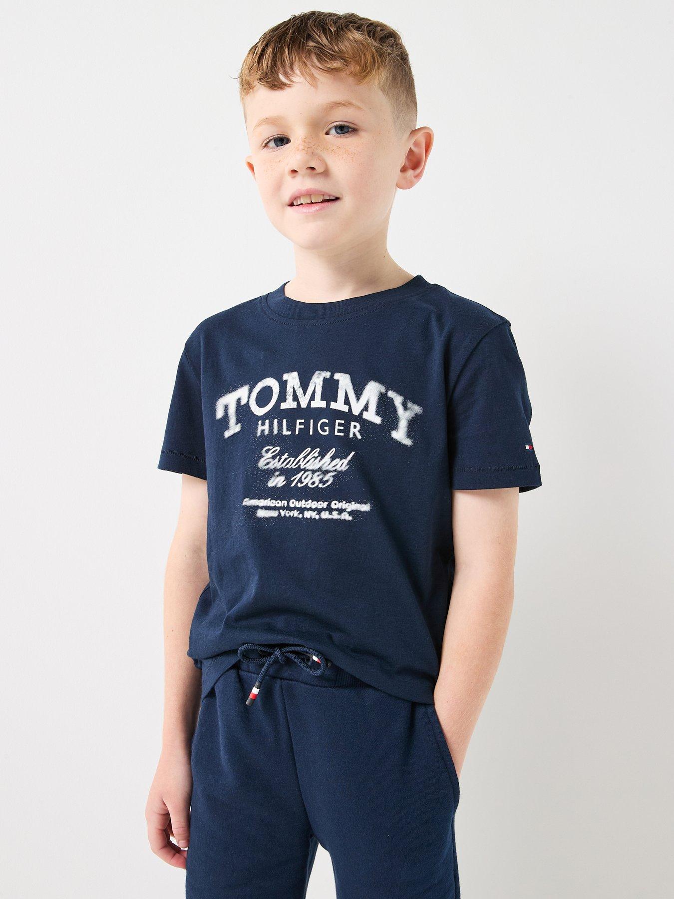 Tommy Hilfiger Boys Faded Print Short Sleeve T-Shirt - Navy