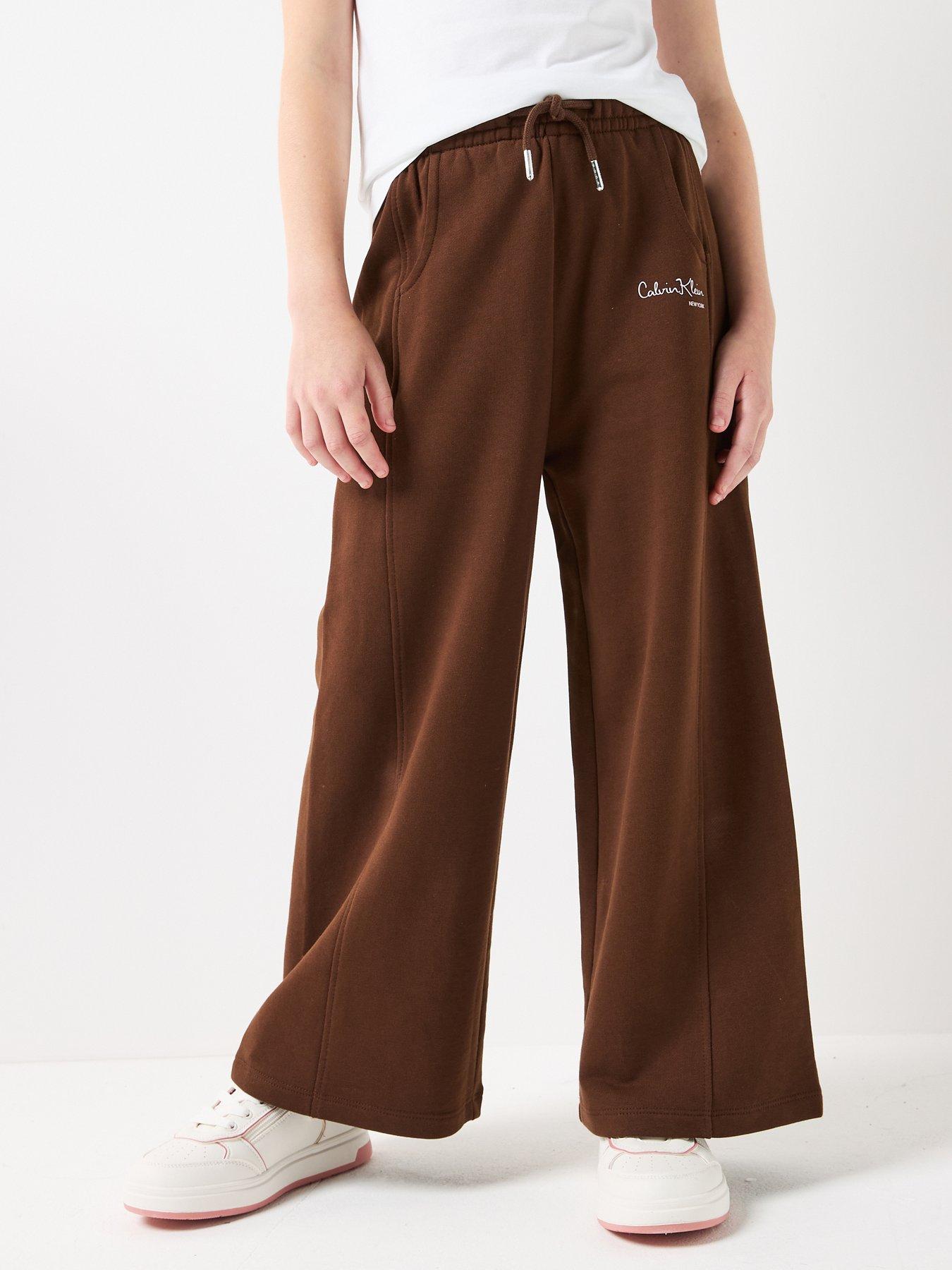 Calvin Klein Jeans Girls Signature Wide Leg Pants - Brown