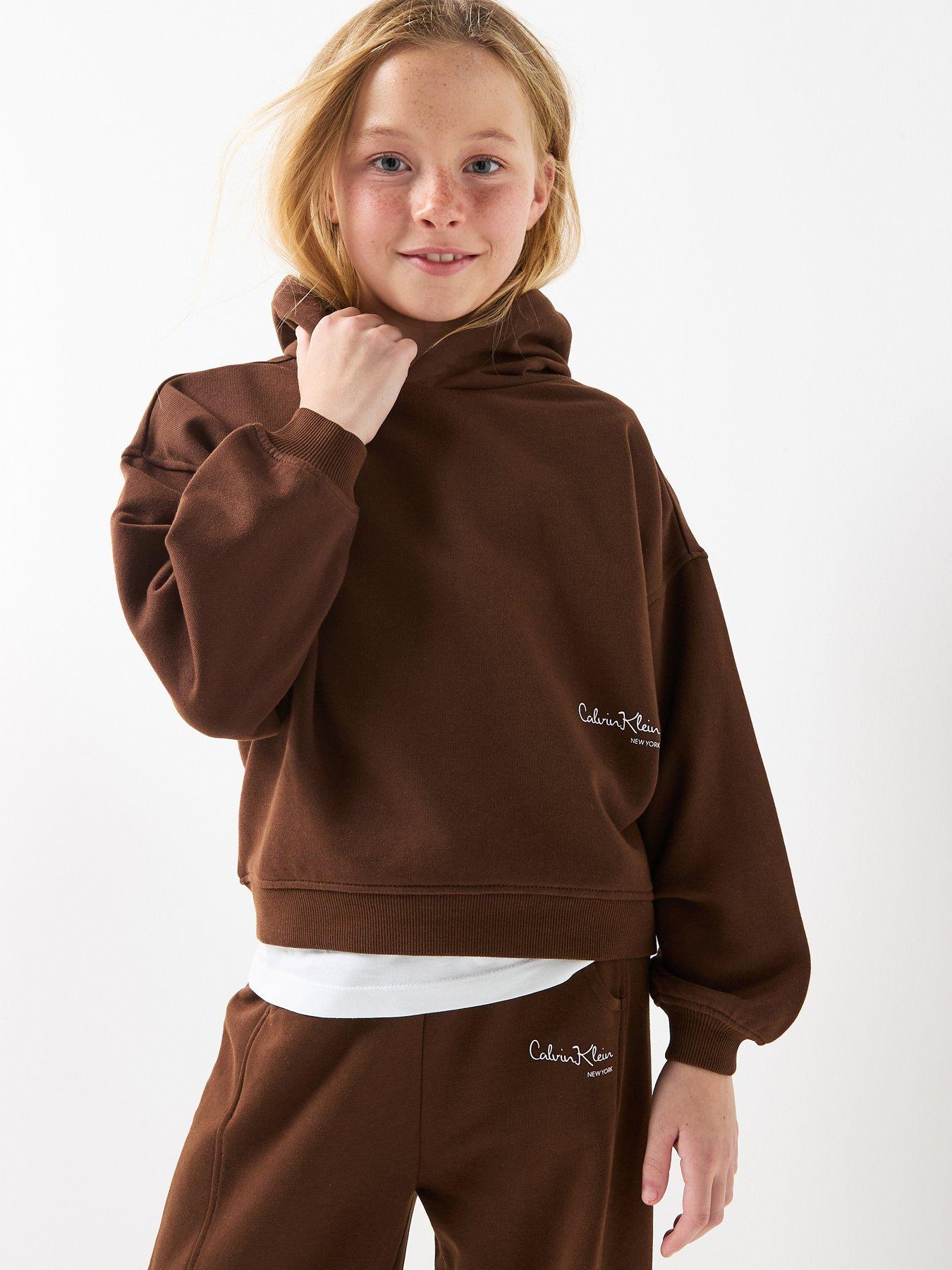 Calvin Klein Jeans Girls Signature Hoodie - Brown
