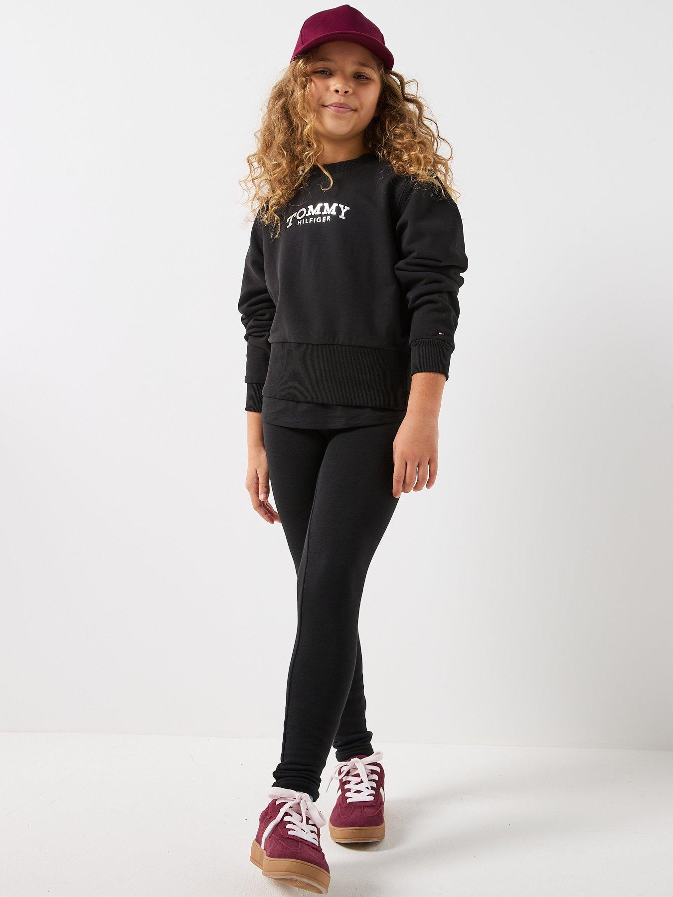 tommy-hilfiger-girls-long-sleeve-crew-neck-top-and-legging-set-black