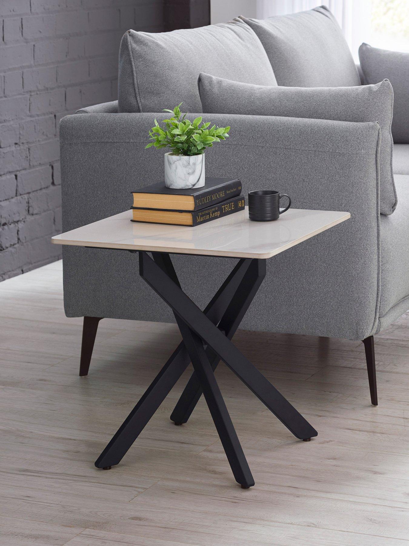 Image 1 of 4 of Julian Bowen Bradley White Marble Lamp Table