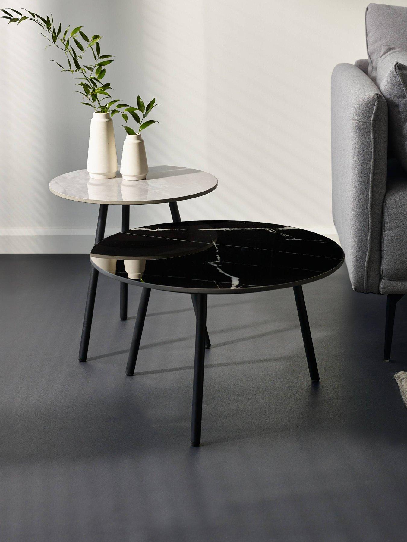 Image 1 of 4 of Julian Bowen Casper Nest Of Tables - Grey & Black