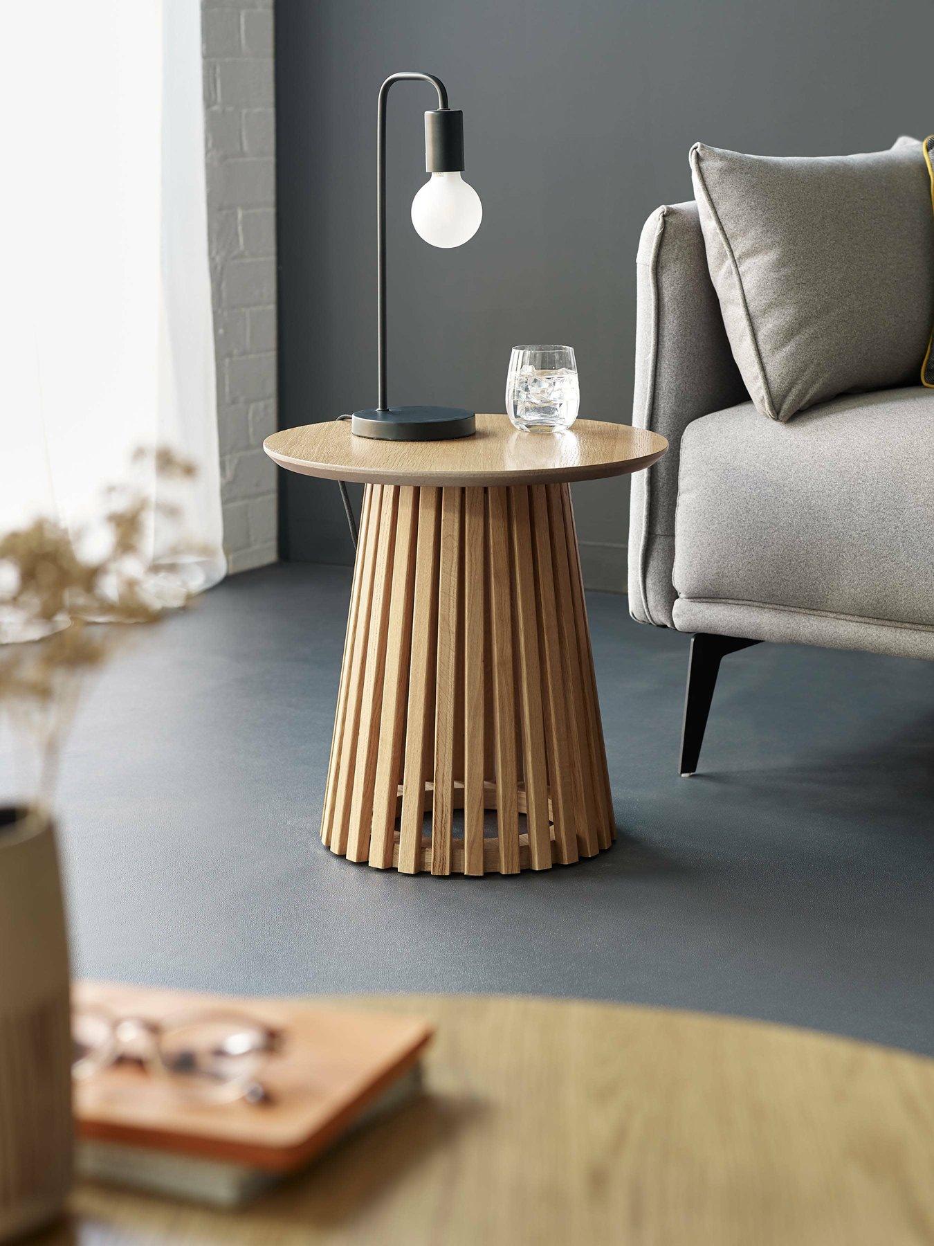 Julian Bowen Ollie Slatted Lamp Table - Natural Oak