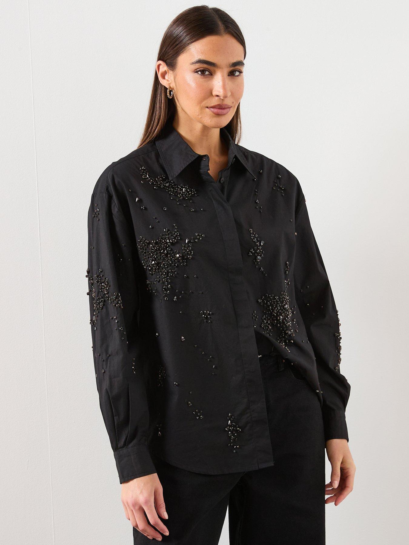 AllSaints Gemi Embellished Shirt - Black