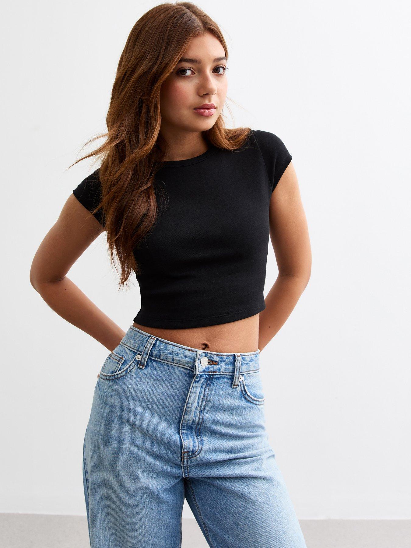 new-look-915-cap-sleeve-baby-t-shirt-black