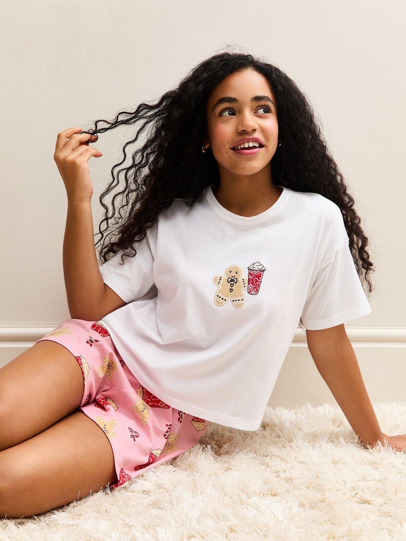 New Look 915 Girls Dessert Print T-Shirt And Shorts Pyjama Set - White