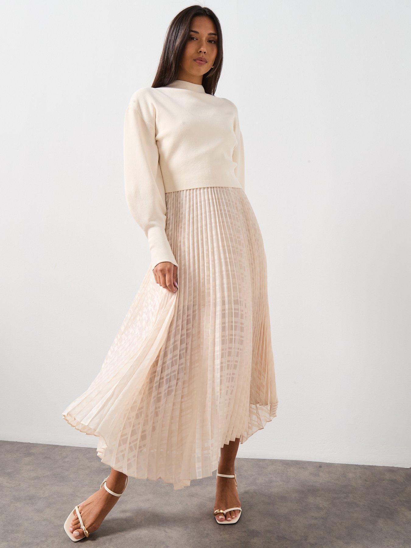 Image 1 of 6 of AllSaints Sinead Dress - Cream