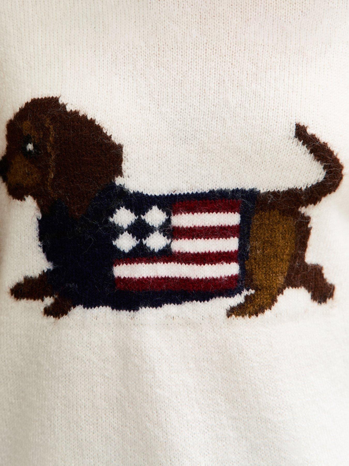 Image 5 of 5 of New Look 915 Girls White Sausage Dog Design Slash Neck Jumper