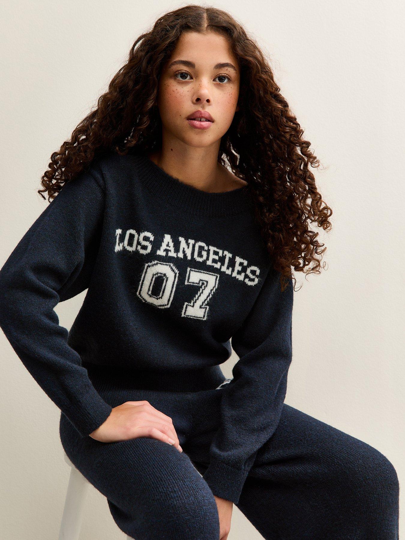 New Look 915 Girls Knitted Los Angeles 07 Slash Neck Jumper - Navy