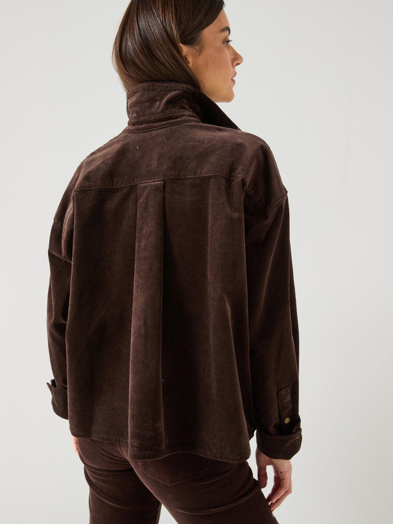 Image 2 of 6 of 7 FOR ALL MANKIND Corduroy Nina Cropped Shirt - Dark Brown
