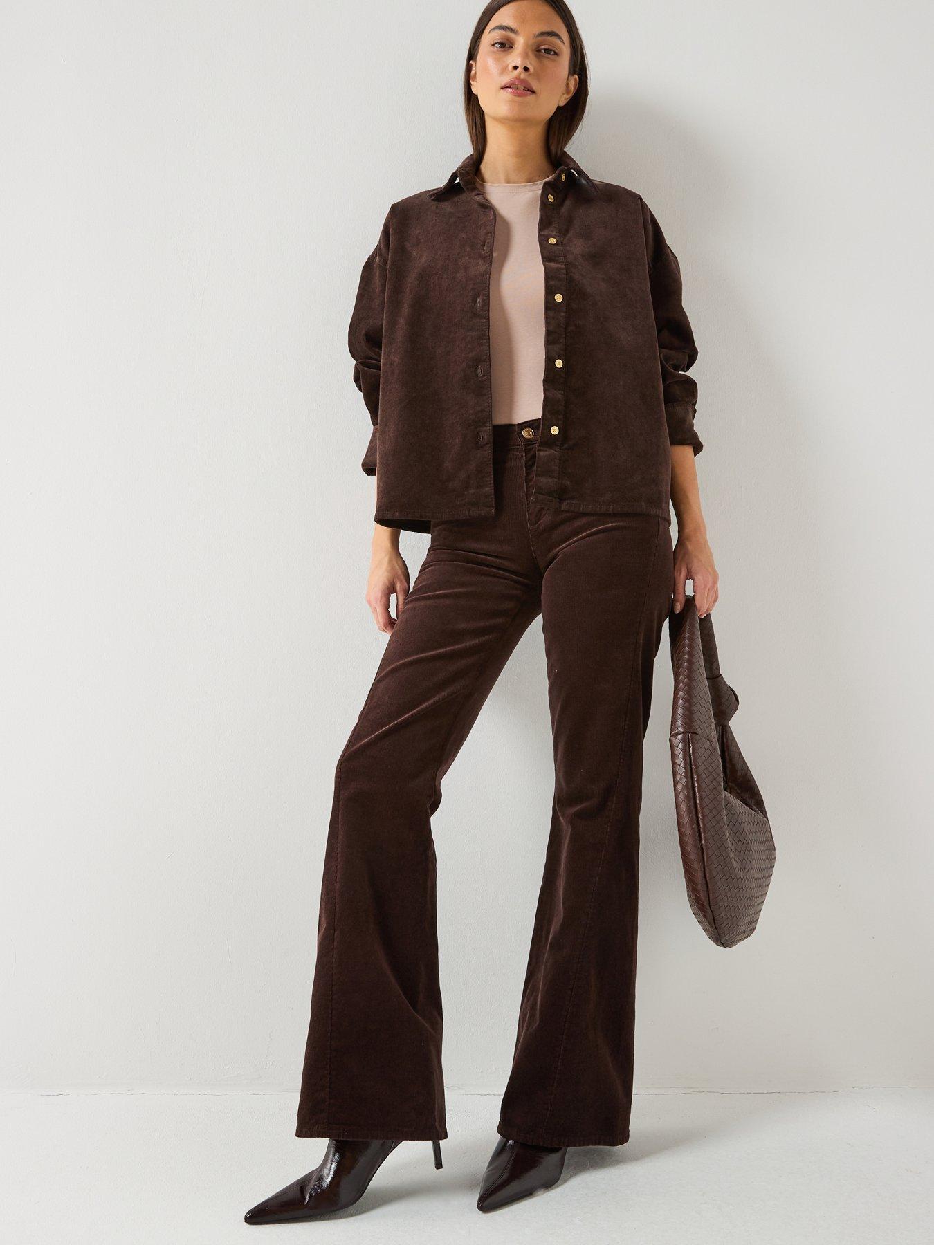 Image 3 of 6 of 7 FOR ALL MANKIND Corduroy Nina Cropped Shirt - Dark Brown
