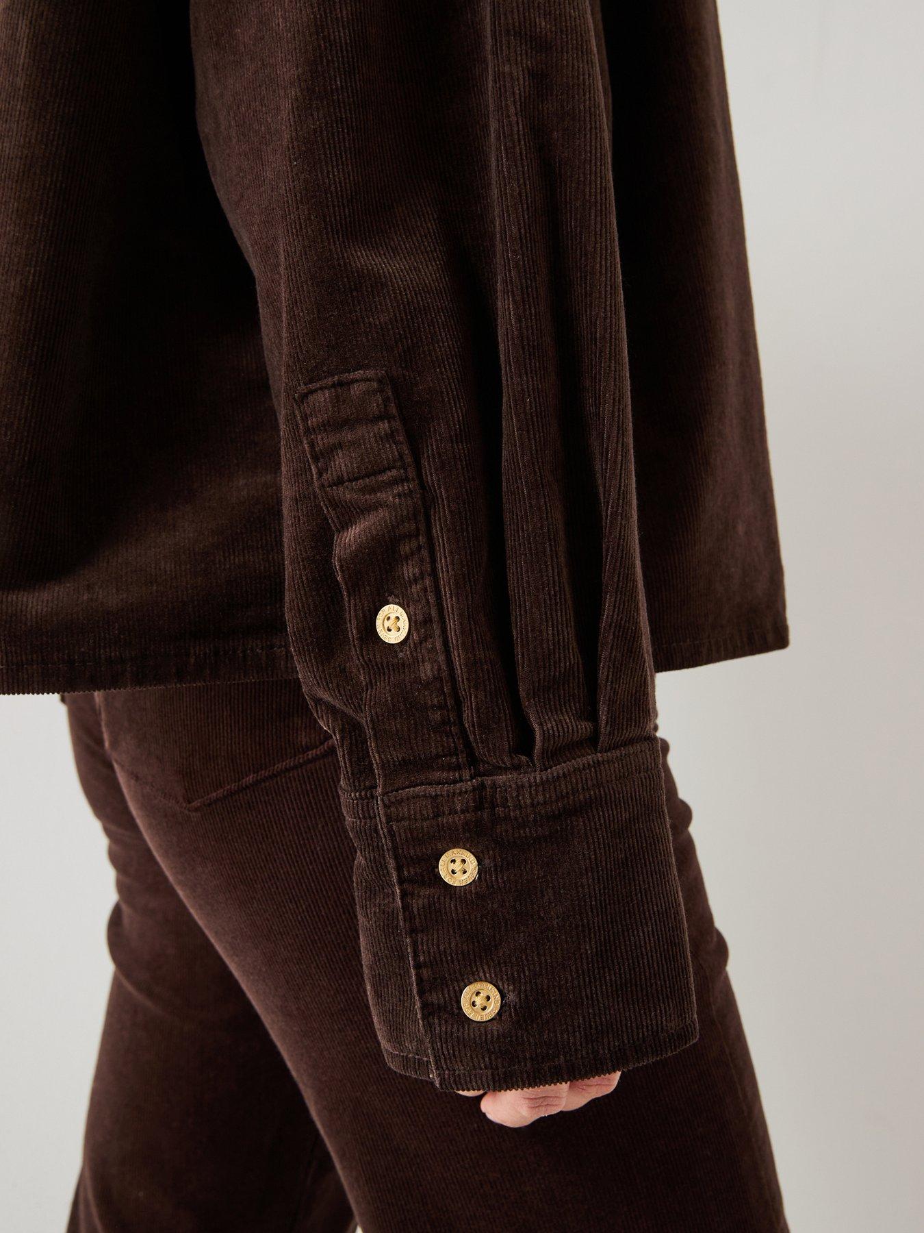 Image 4 of 6 of 7 FOR ALL MANKIND Corduroy Nina Cropped Shirt - Dark Brown
