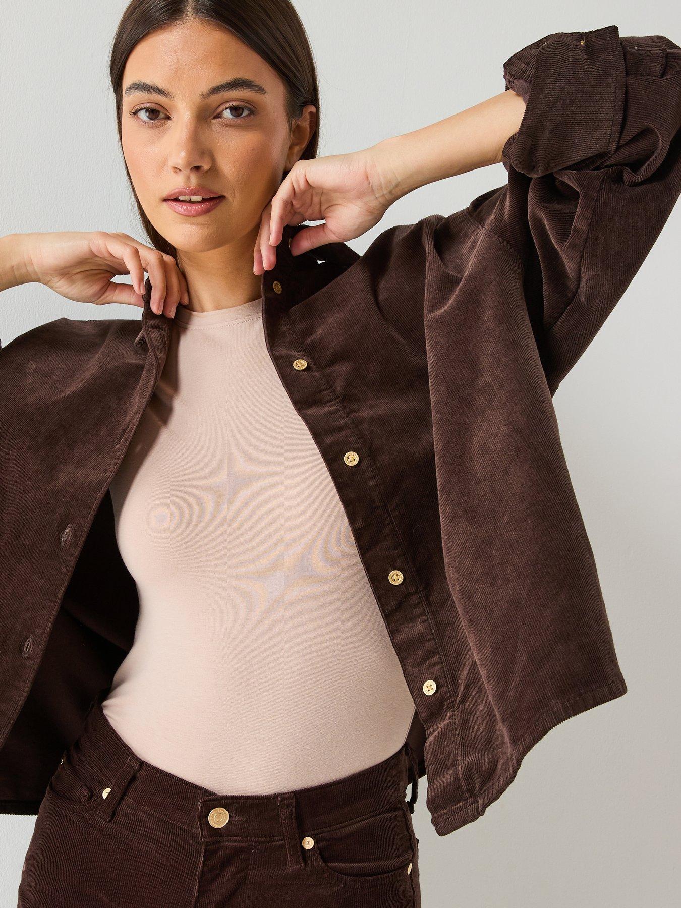 Image 5 of 6 of 7 FOR ALL MANKIND Corduroy Nina Cropped Shirt - Dark Brown