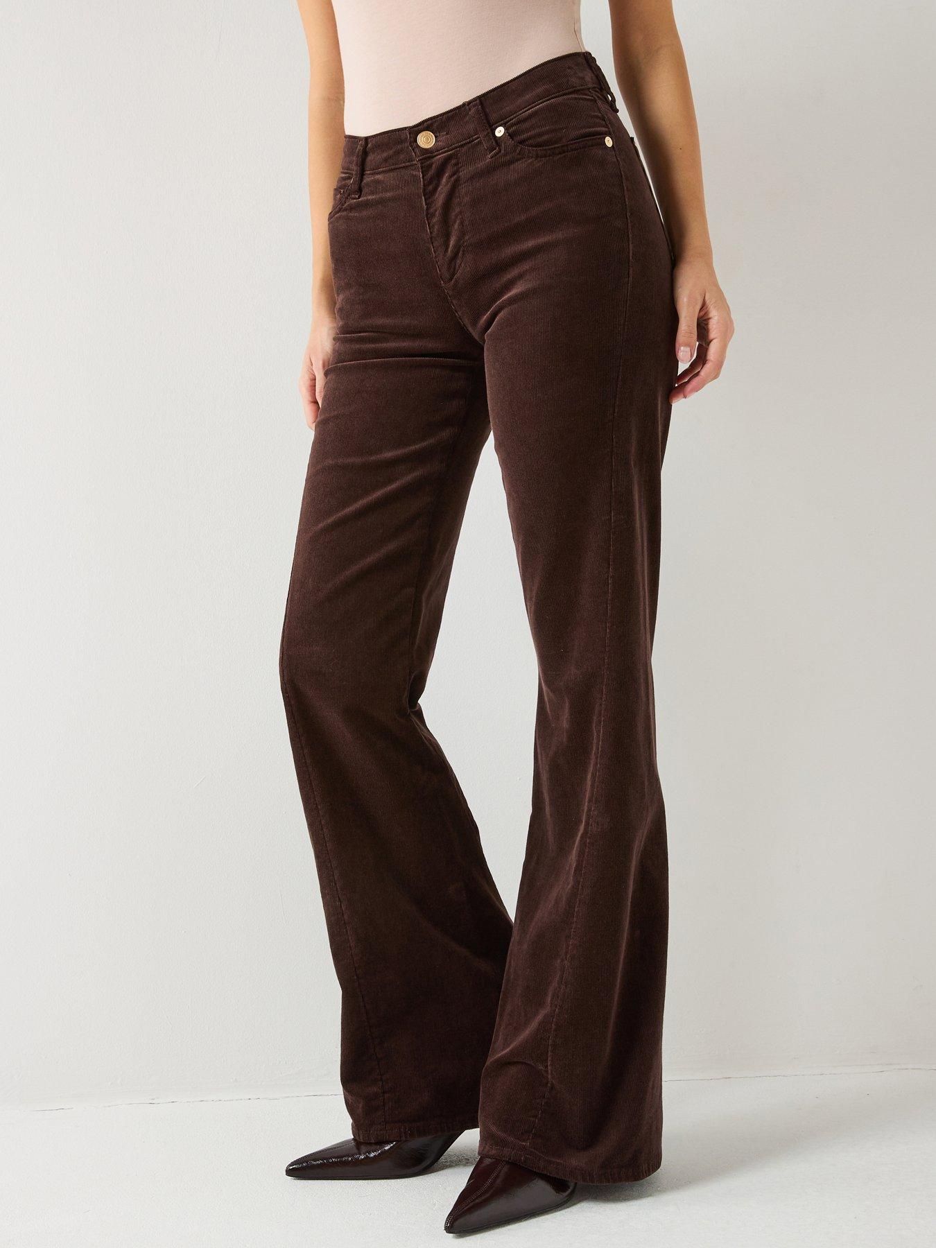 7 FOR ALL MANKIND Corduroy Twisted Dojo Tailorless Flare Jeans - Dark Brown