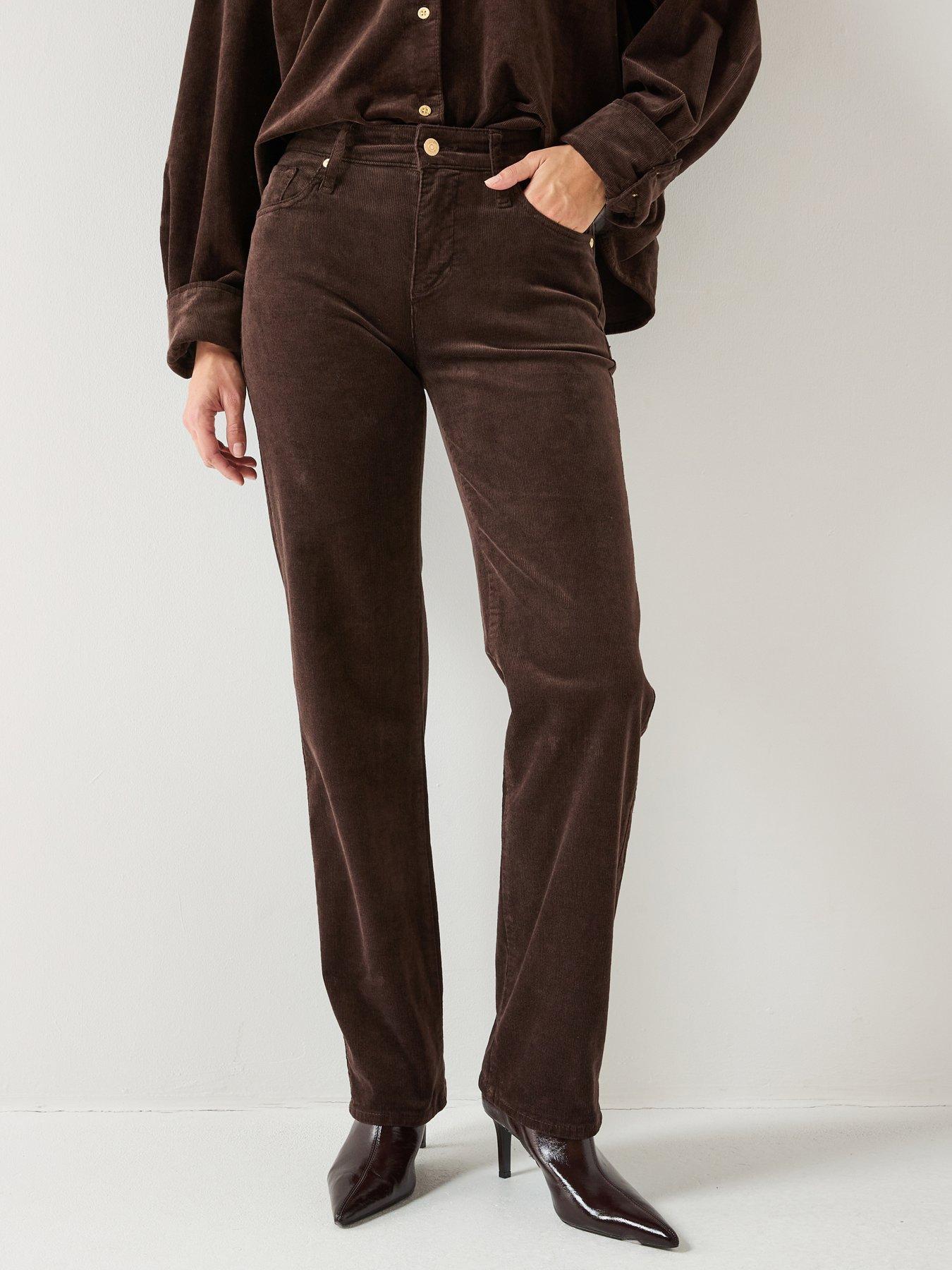 7 FOR ALL MANKIND Corduroy Calie Straight Jeans - Dark Brown