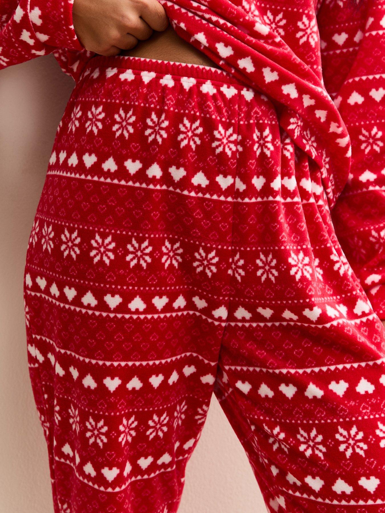 new-look-915-girls-fairisle-long-sleeve-top-and-tapered-trousers-pyjama-set-reddetail