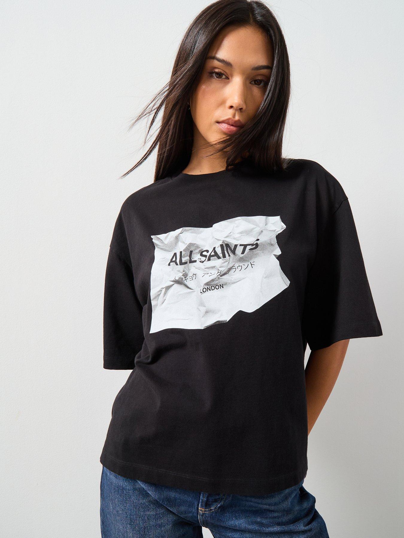 AllSaints Scrunch Amelie T-Shirt - Black