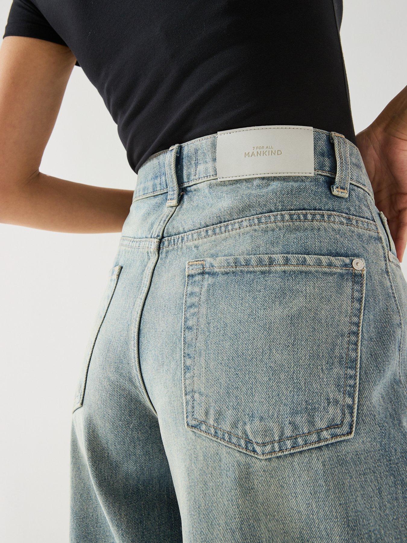 Image 4 of 6 of 7 FOR ALL MANKIND Coated Marie Wide Leg Jeans - Mid Wash