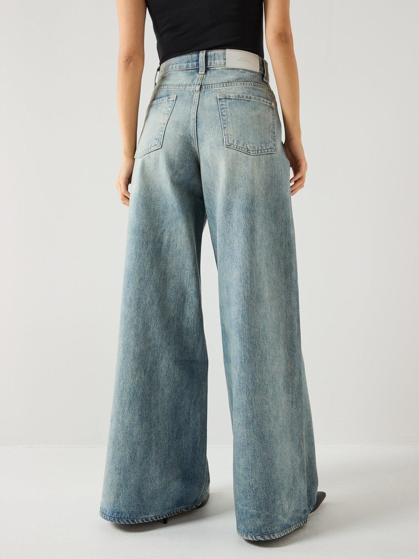 Image 5 of 6 of 7 FOR ALL MANKIND Coated Marie Wide Leg Jeans - Mid Wash