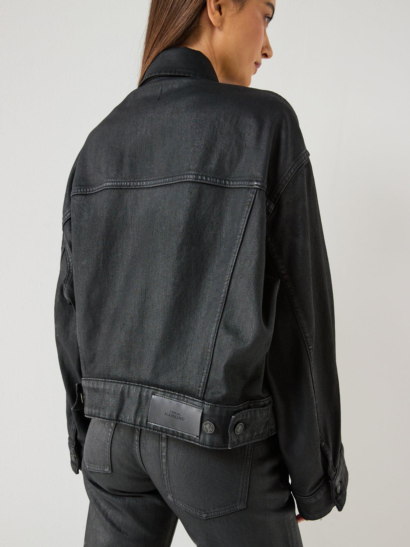 Image 2 of 6 of 7 FOR ALL MANKIND Coated Comfort Oli Cropped Trucker - Black