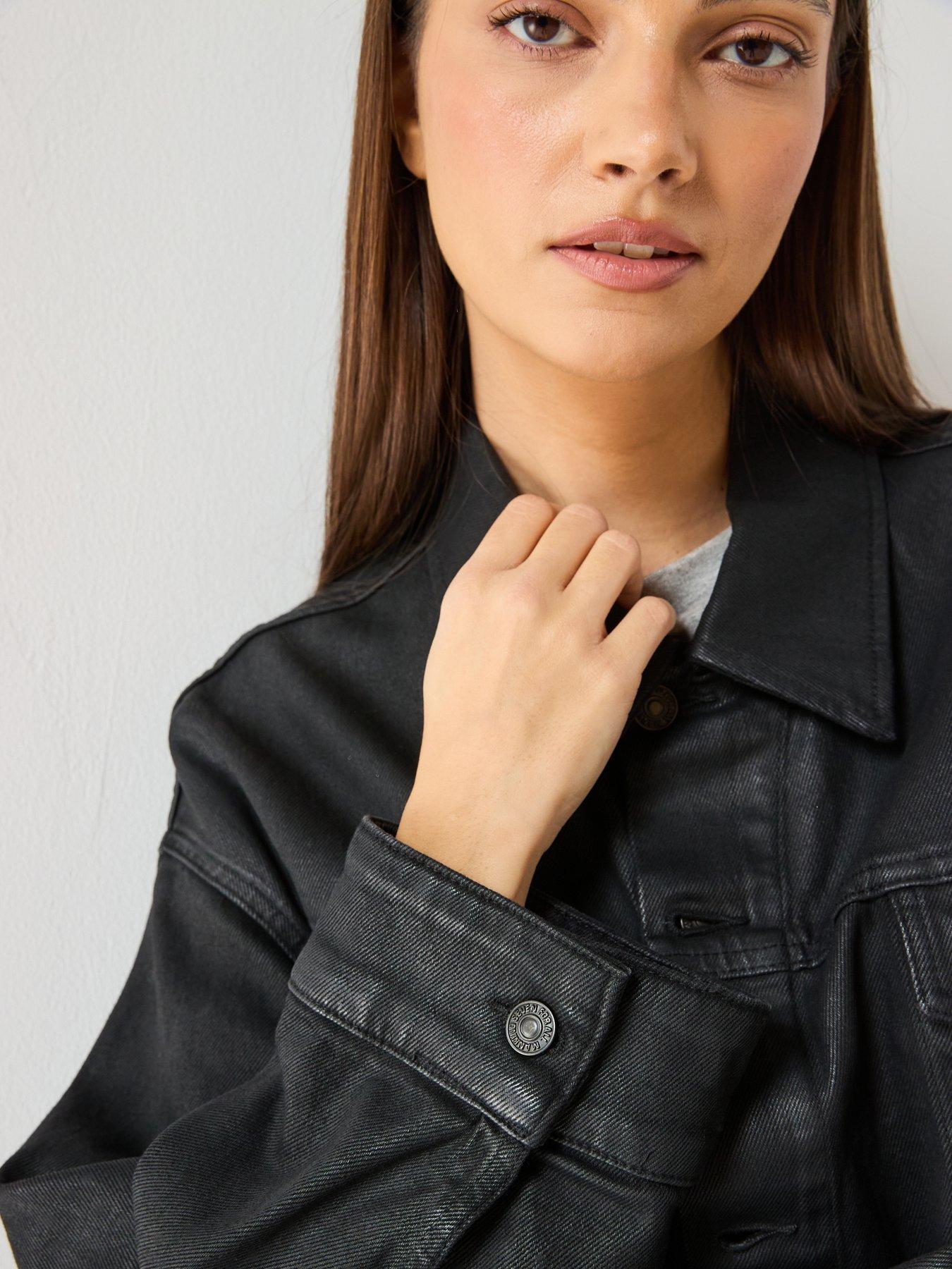 Image 6 of 6 of 7 FOR ALL MANKIND Coated Comfort Oli Cropped Trucker - Black