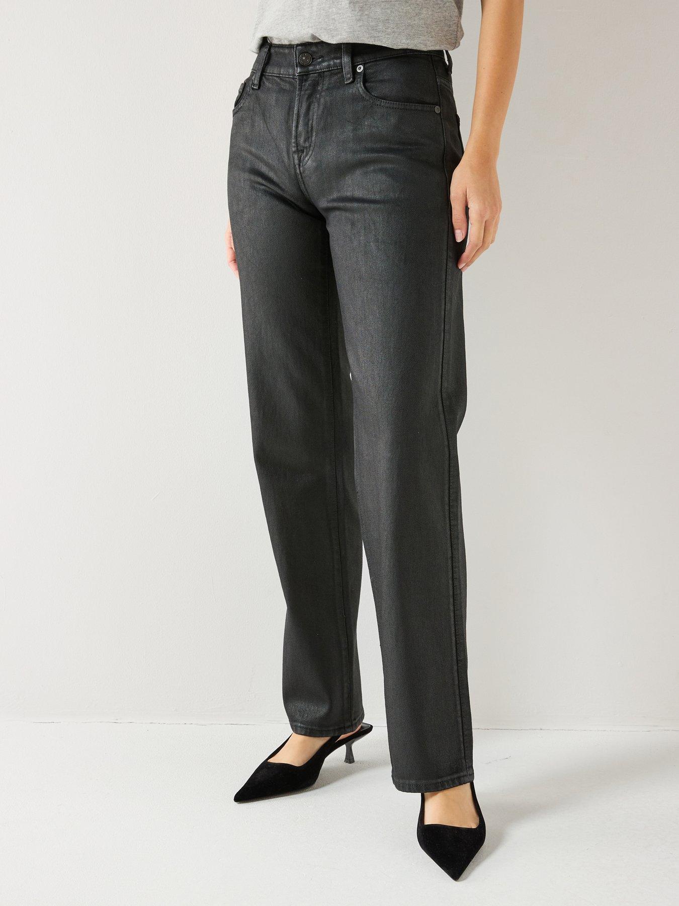 7 FOR ALL MANKIND Coated Comfort Calie Straight Jeans - Black