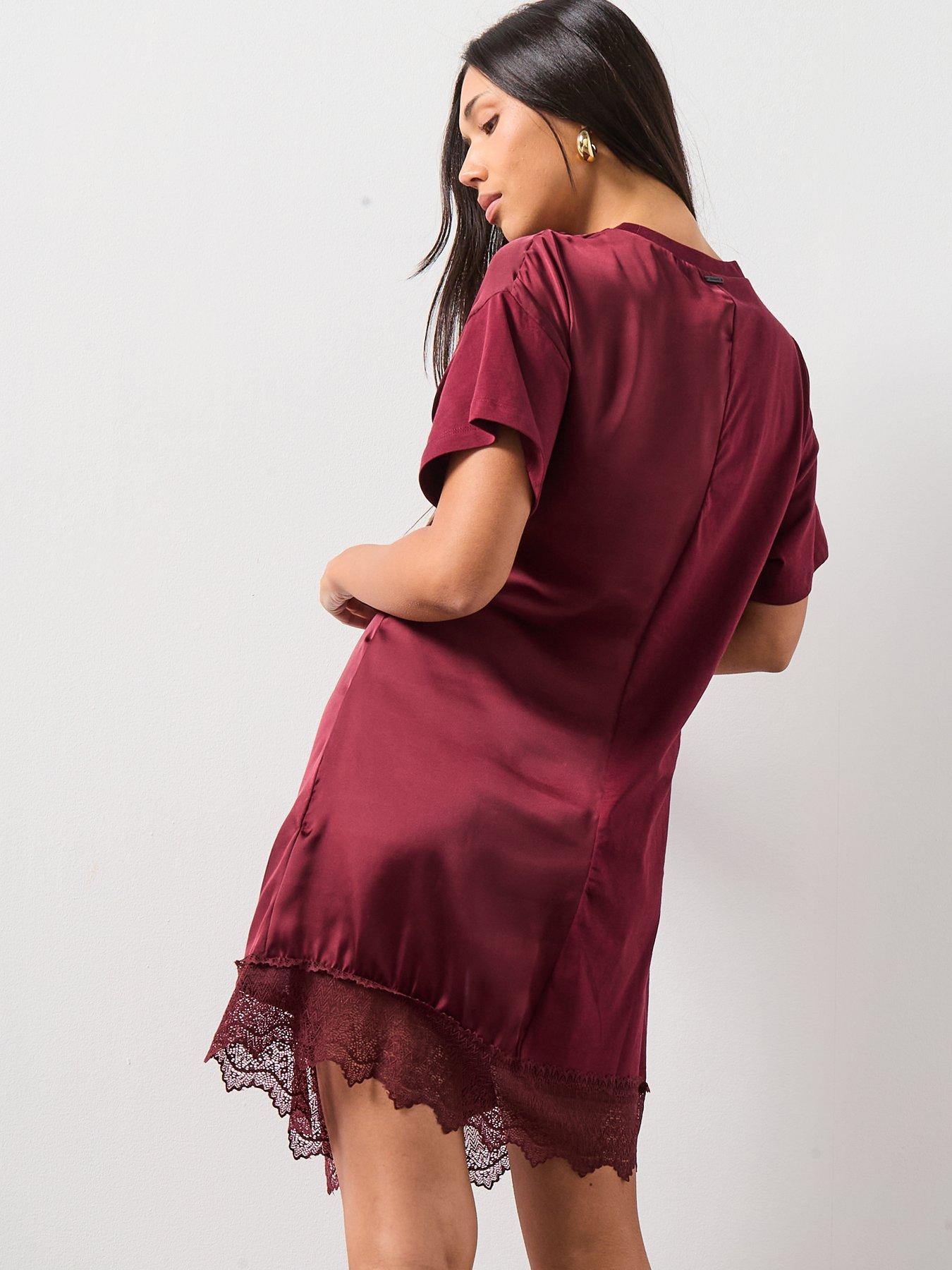 AllSaints Lana Lace Dress - Dark Red | Very Ireland