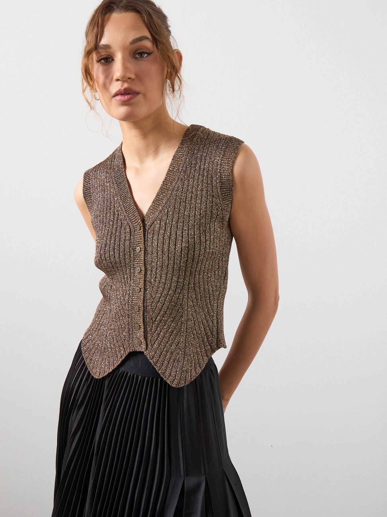 allsaints-cruz-shine-slim-fit-waistcoat-dark-brownfront