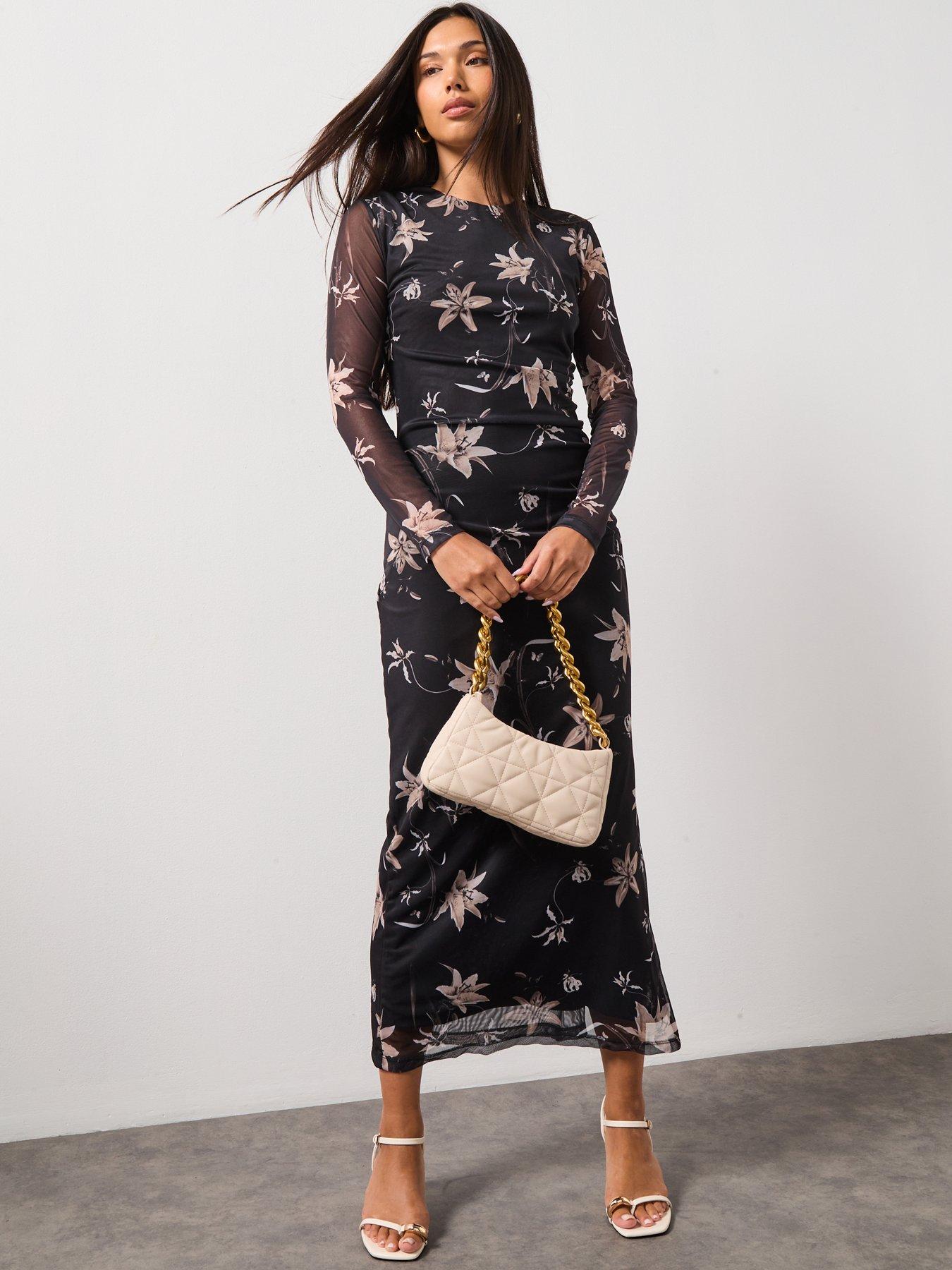 allsaints-caia-mesh-dress-dark-brownback