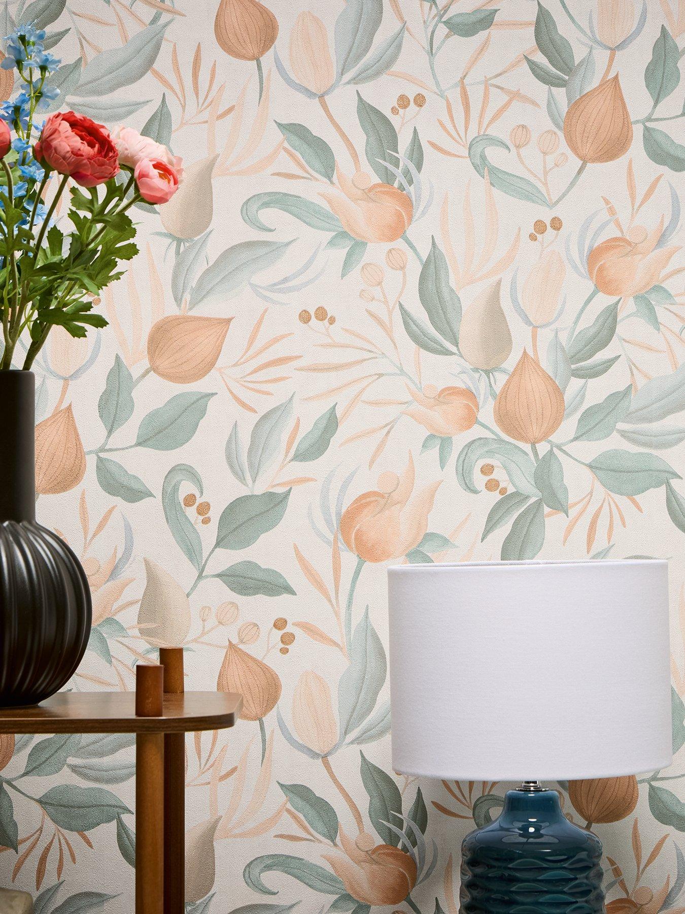 cosmoliving-by-cosmopolitan-still-bloom-green-metallic-non-woven-wallpaper