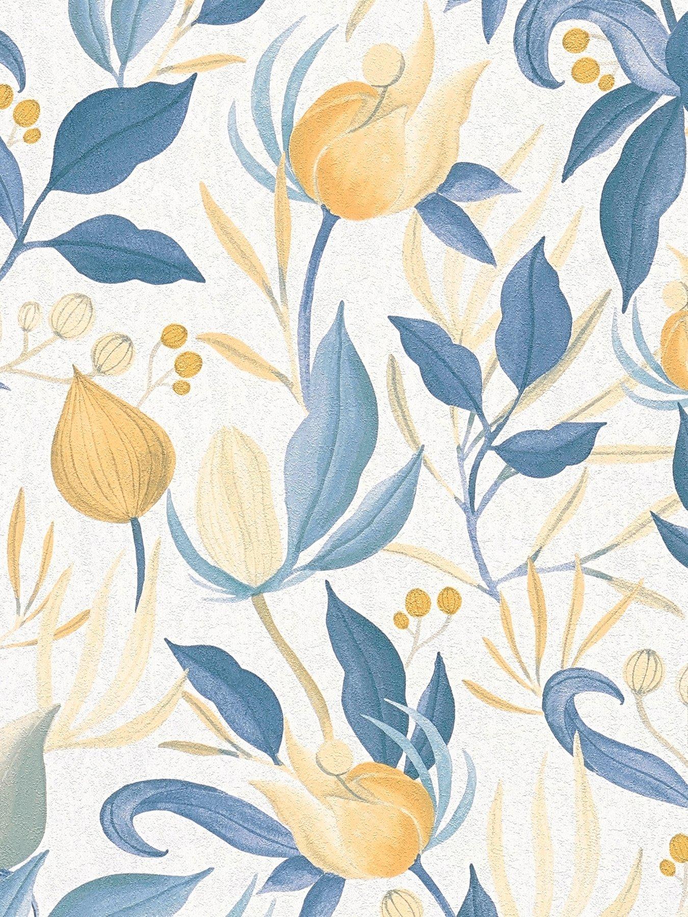 cosmoliving-by-cosmopolitan-still-bloom-blue-non-woven-wallpaper