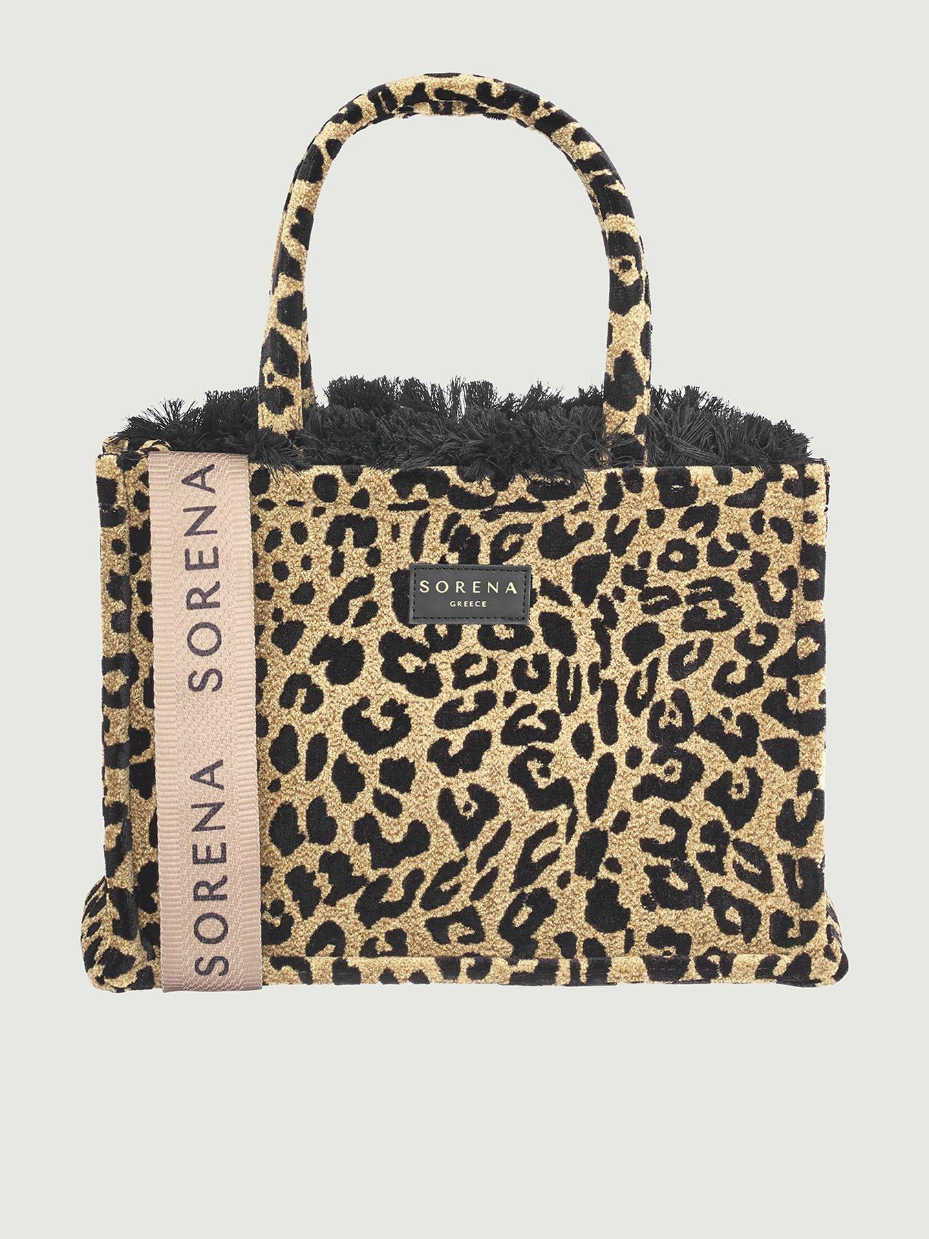 Sorena Leopard Velvet Medium Tote Bag - Brown
