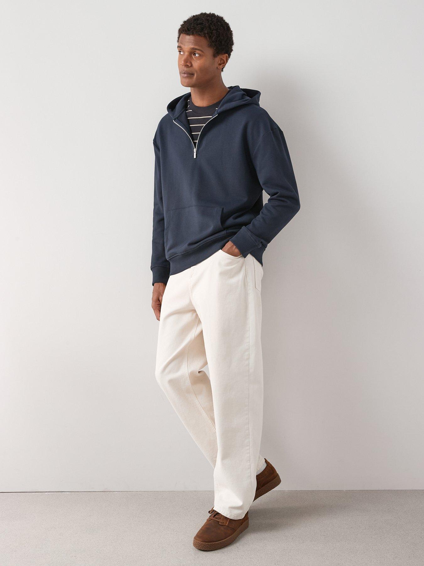 Image 3 of 7 of The Very Collection Quarter Zip Hooded Sweatshirt - Navy
