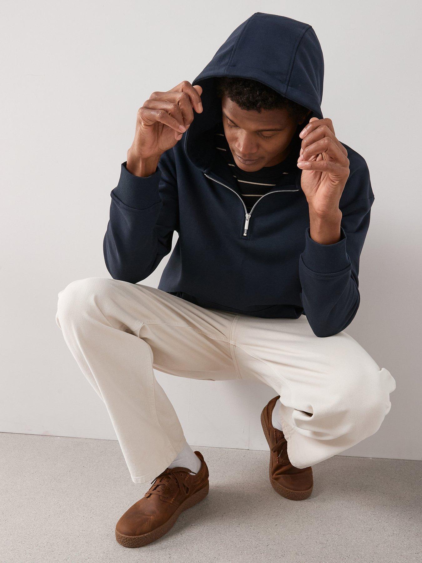 Image 6 of 7 of The Very Collection Quarter Zip Hooded Sweatshirt - Navy