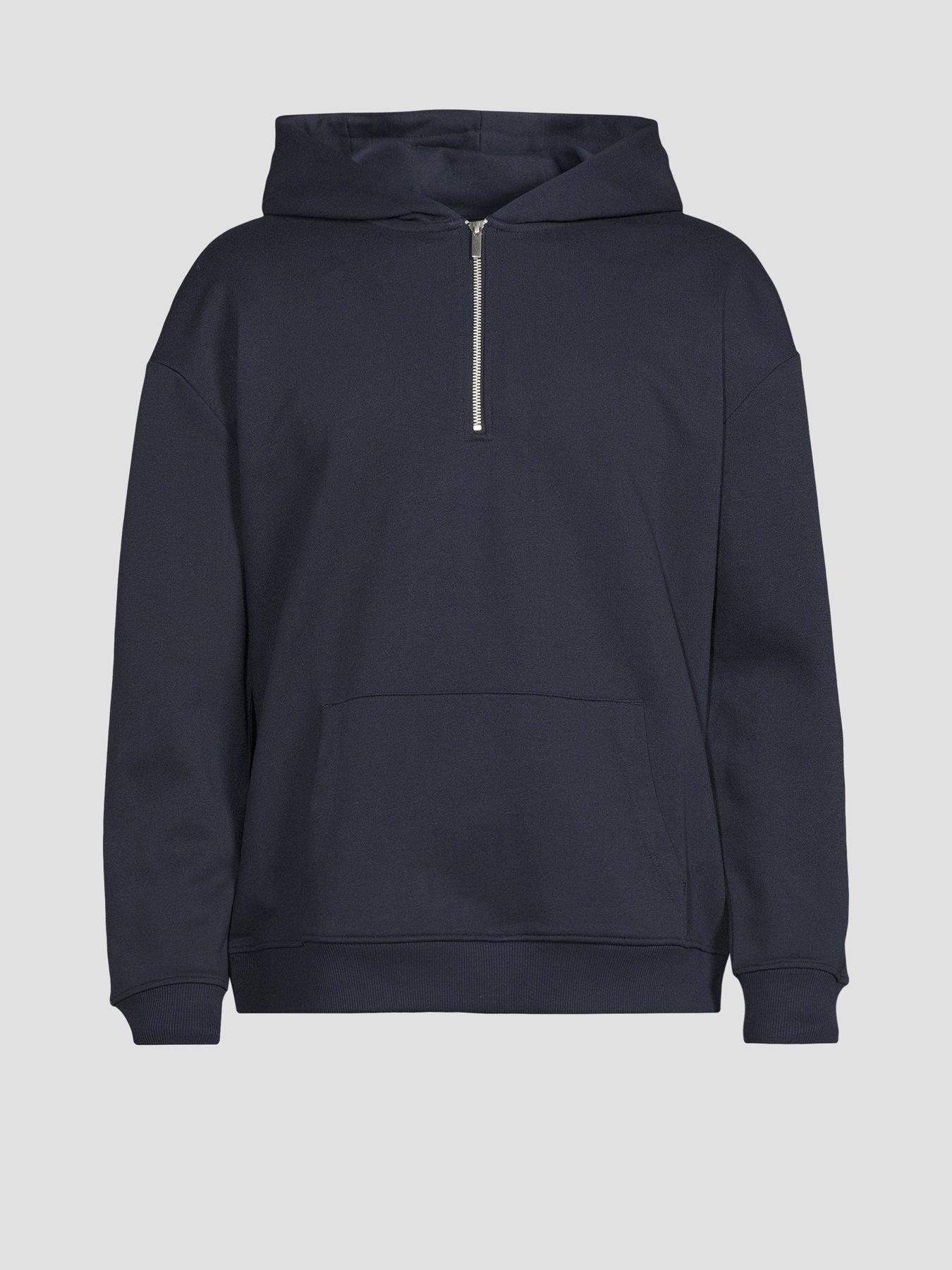 Image 7 of 7 of The Very Collection Quarter Zip Hooded Sweatshirt - Navy