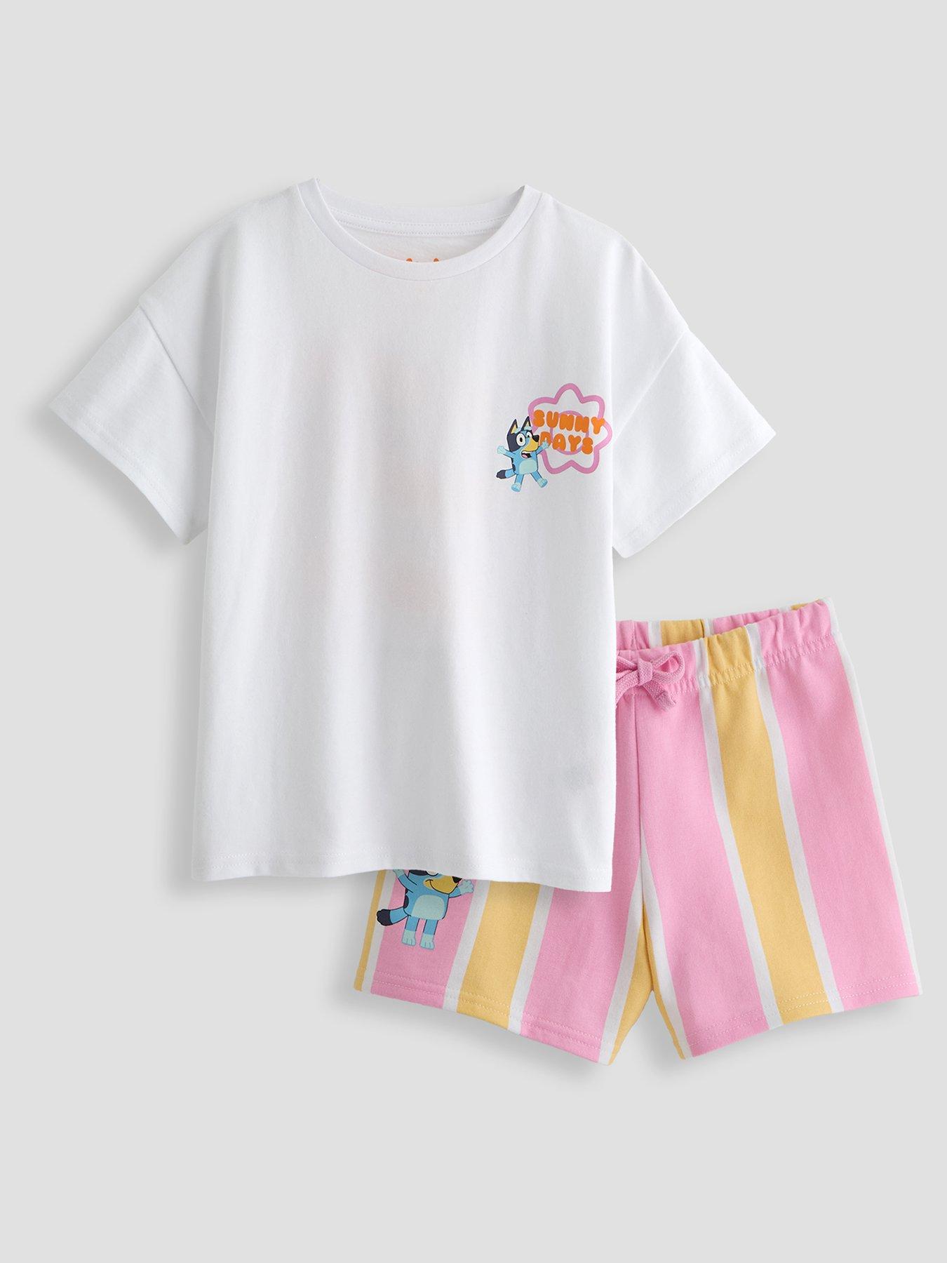 Image 1 of 6 of The Very Collection Bluey Back Print T-Shirt Stripe Short Set - Orange