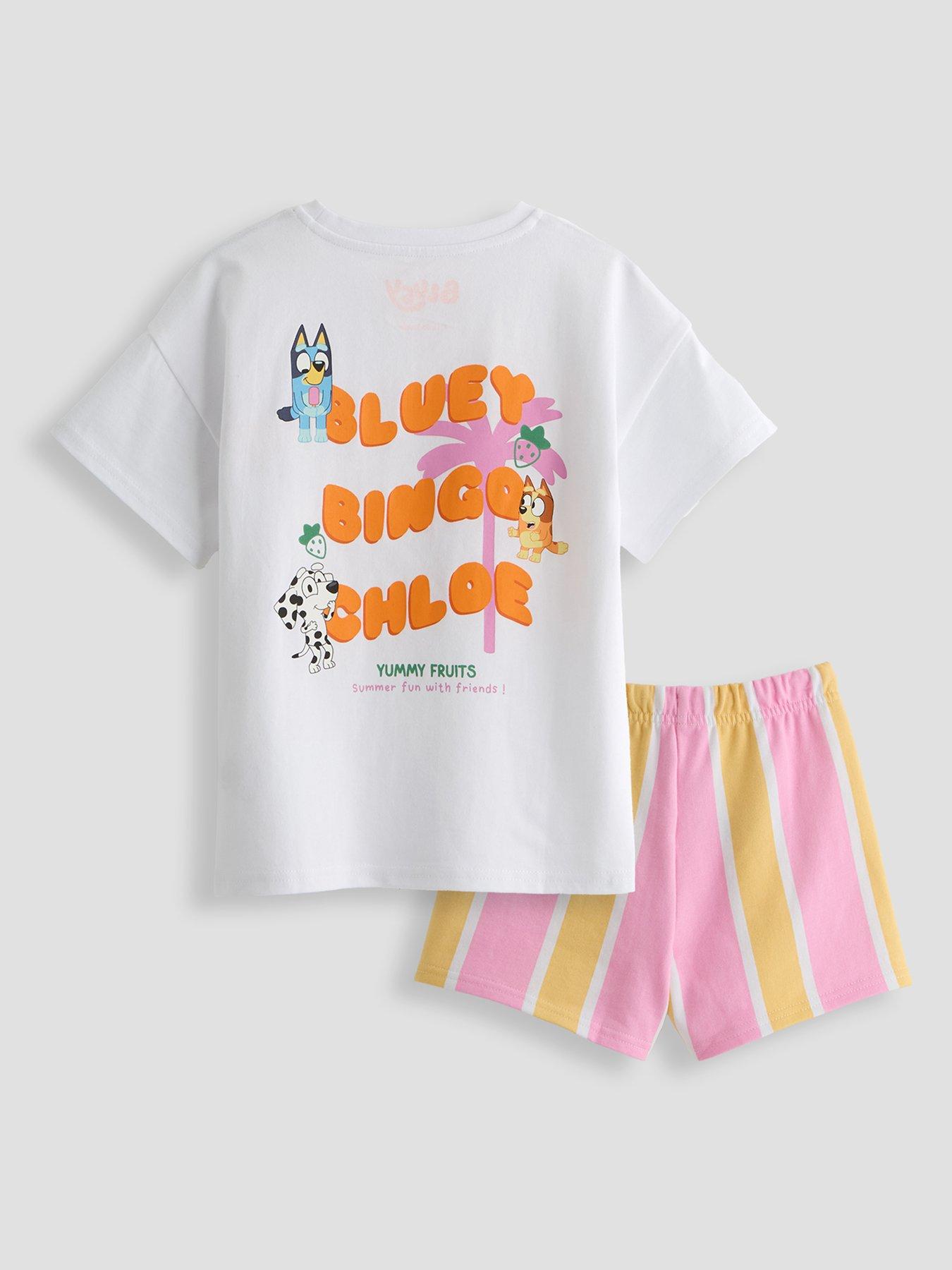 Image 2 of 6 of The Very Collection Bluey Back Print T-Shirt Stripe Short Set - Orange