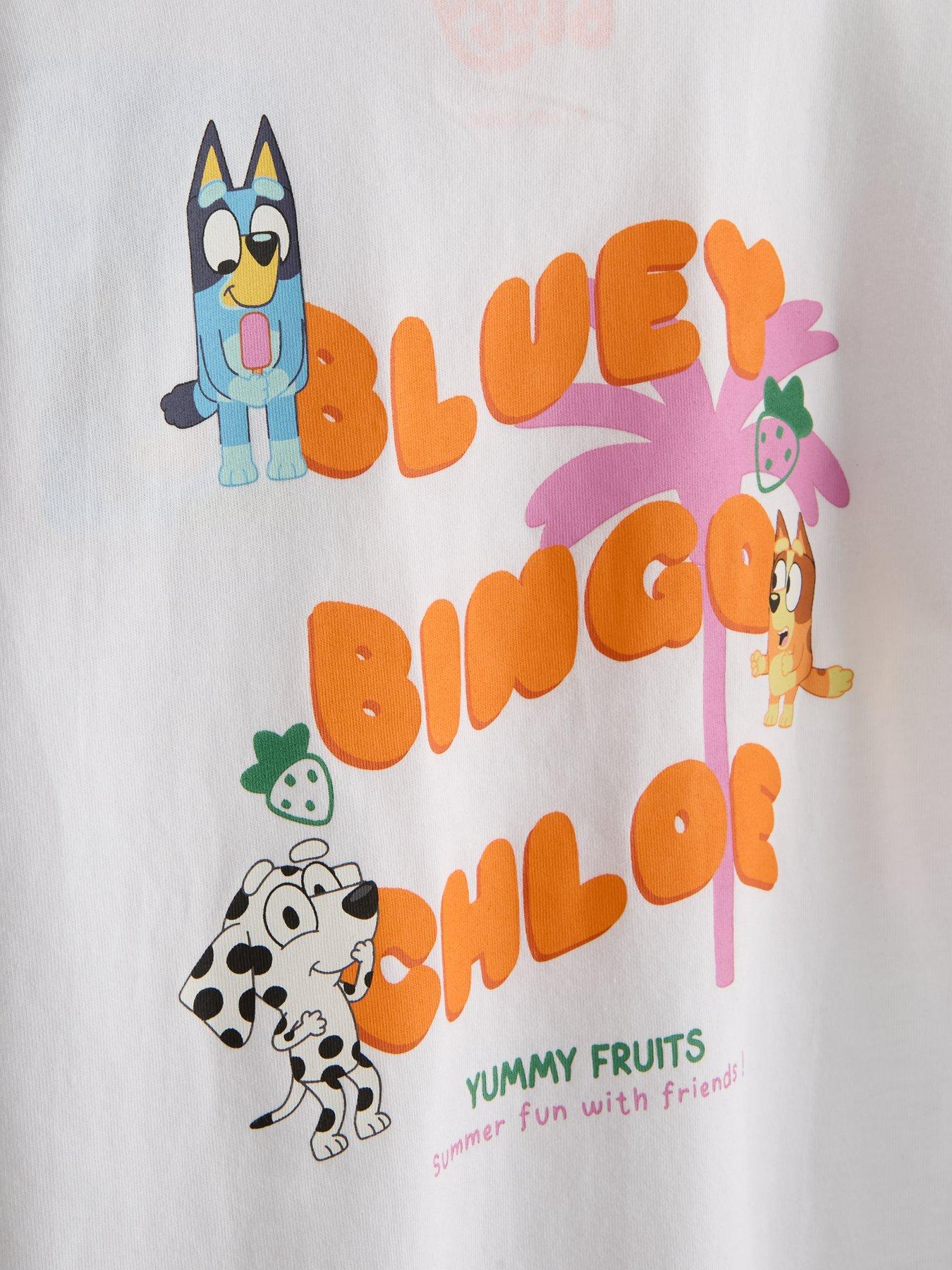 Image 5 of 6 of The Very Collection Bluey Back Print T-Shirt Stripe Short Set - Orange