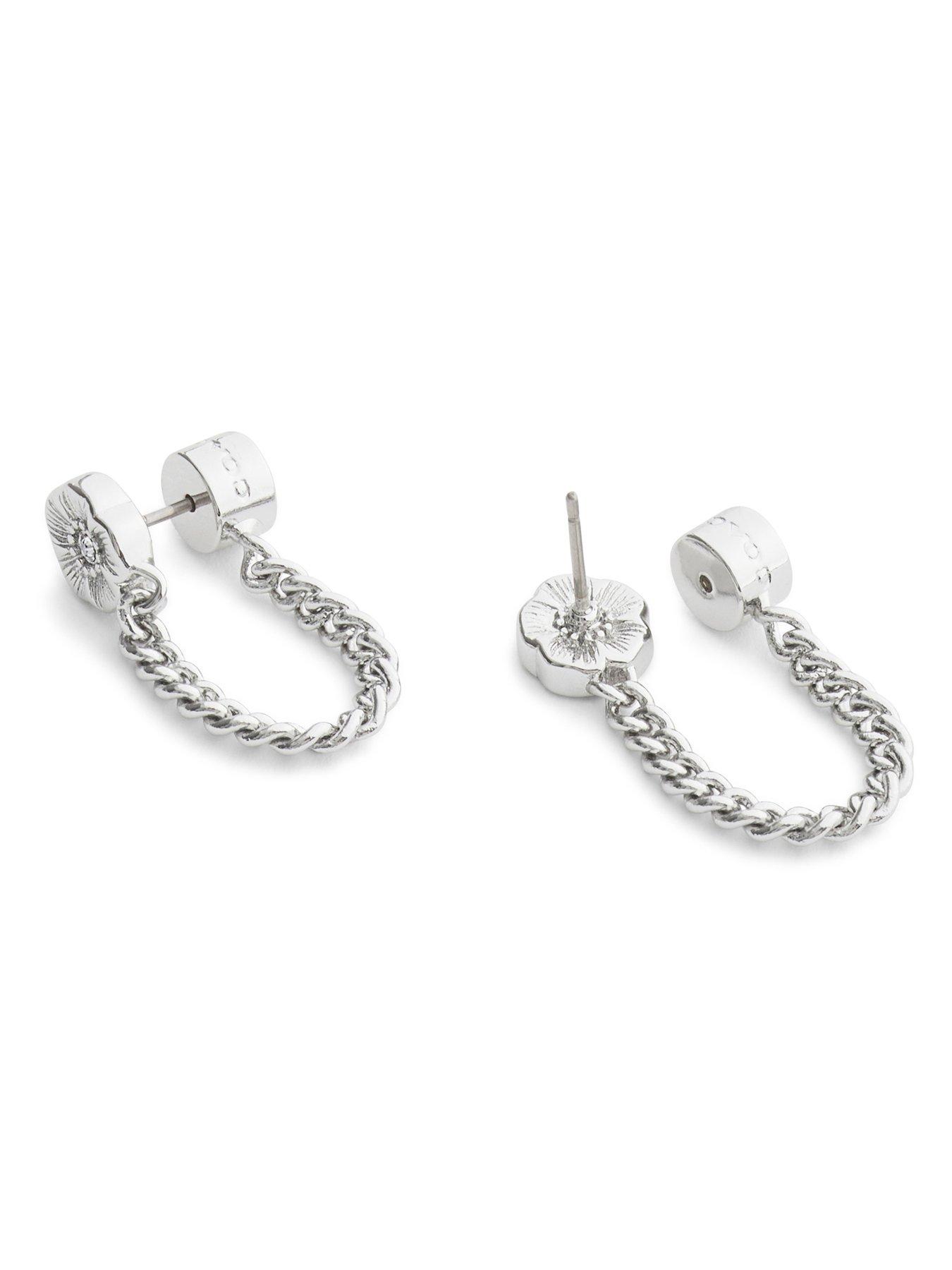 Image 2 of 3 of COACH Earring Textured Tearose Front Back - Silver