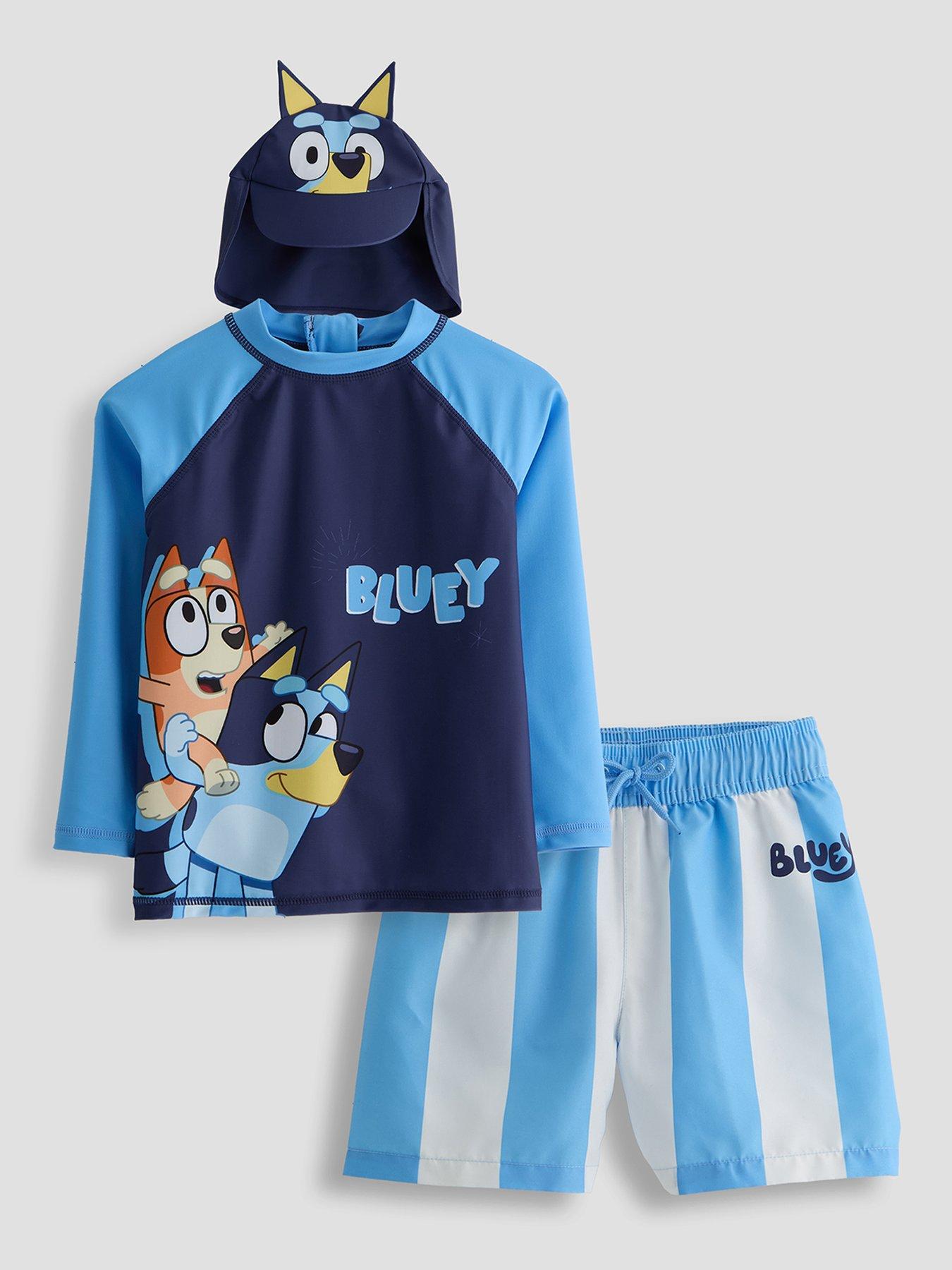 The Very Collection Bluey Long Sleeve Rash Vest And Hat Set - Blue