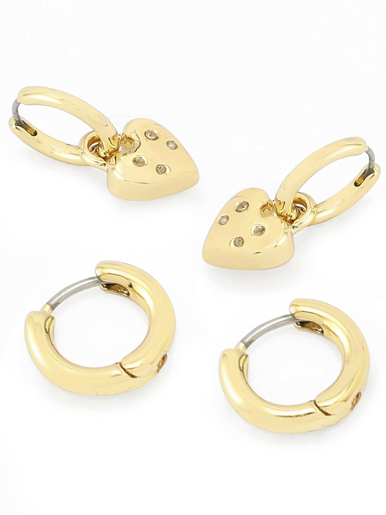 Image 3 of 3 of AllSaints Heart Huggie Earring Set