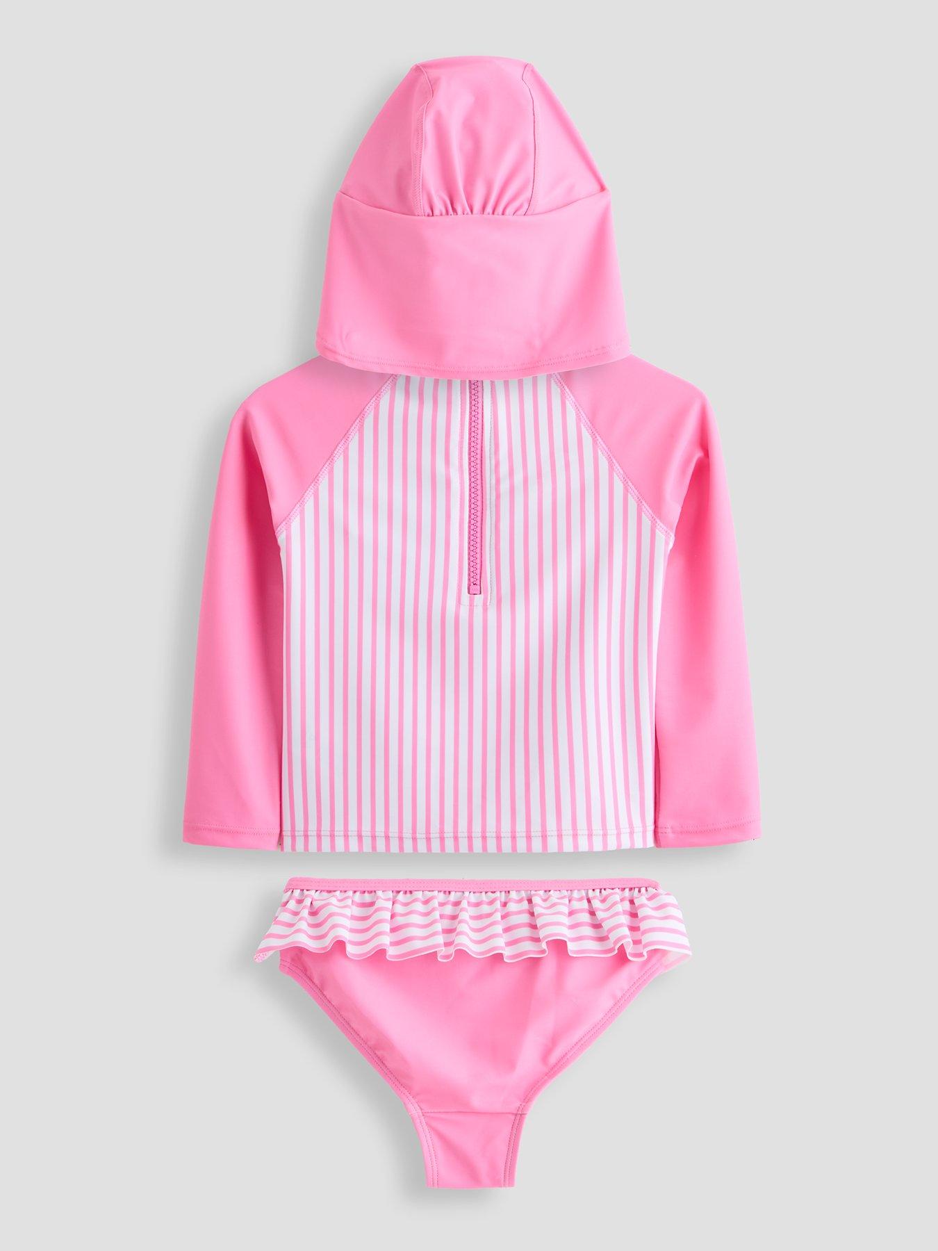 Image 2 of 5 of The Very Collection Bluey Stripe Long Sleeve Rash Vest And Hat Set - Pink