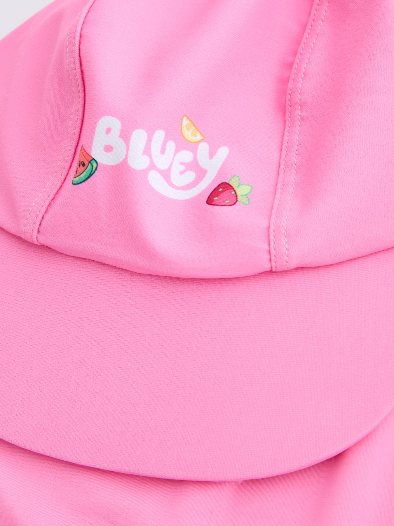 Image 4 of 5 of The Very Collection Bluey Stripe Long Sleeve Rash Vest And Hat Set - Pink