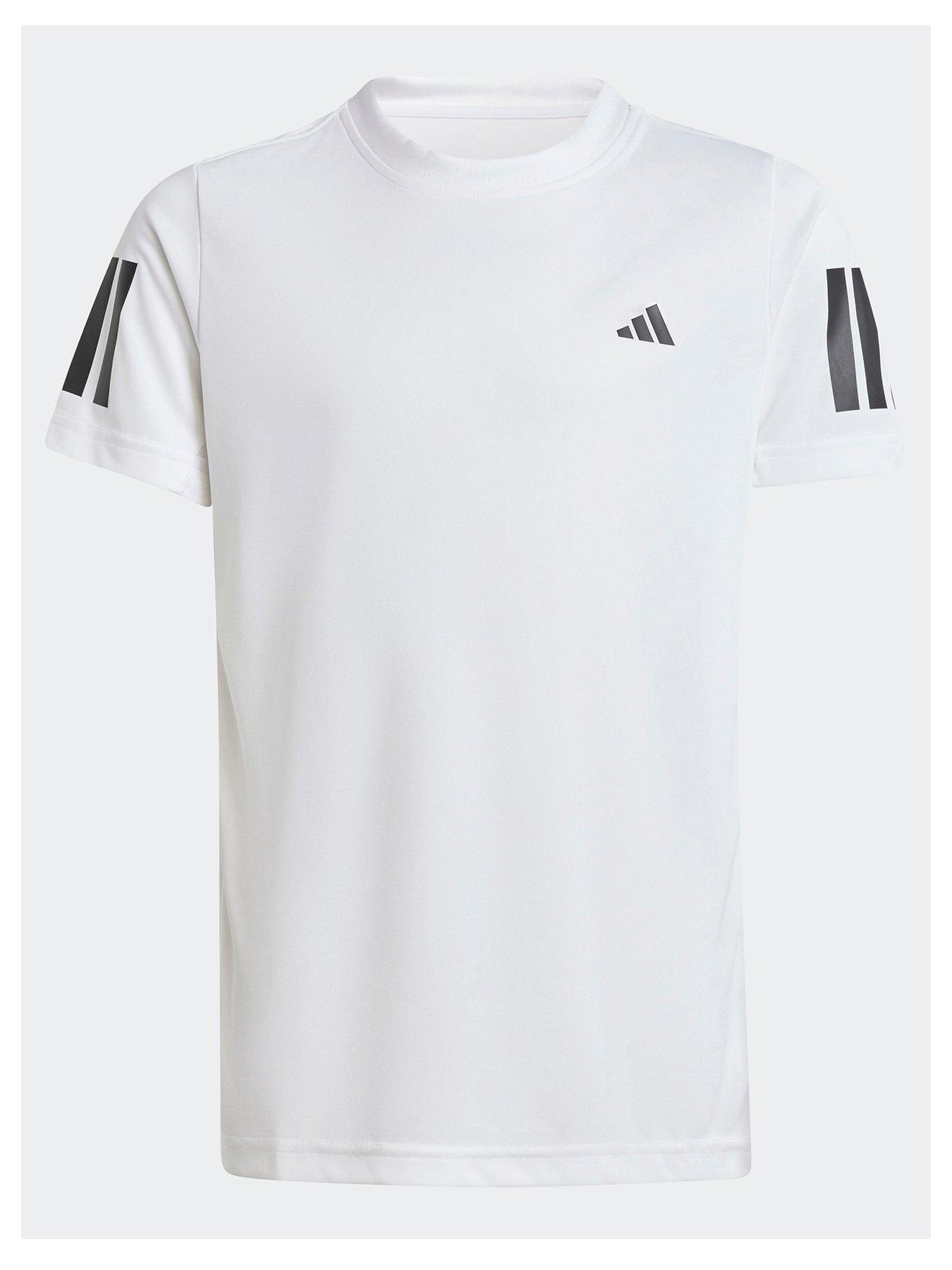 adidas Boys Tennis Club 3 Stripe Tee - White