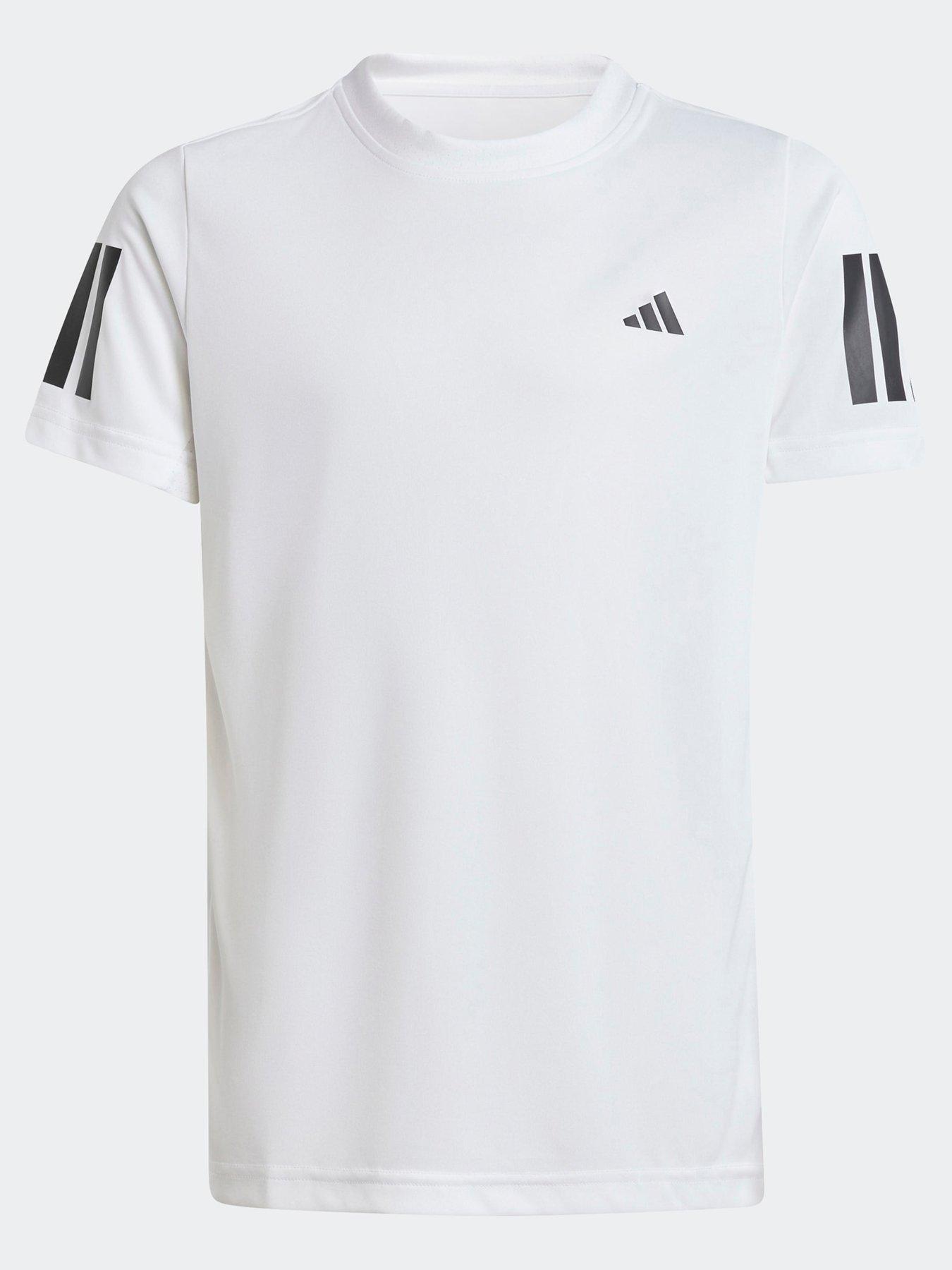 adidas Boys Tennis Club 3 Stripe Tee - White