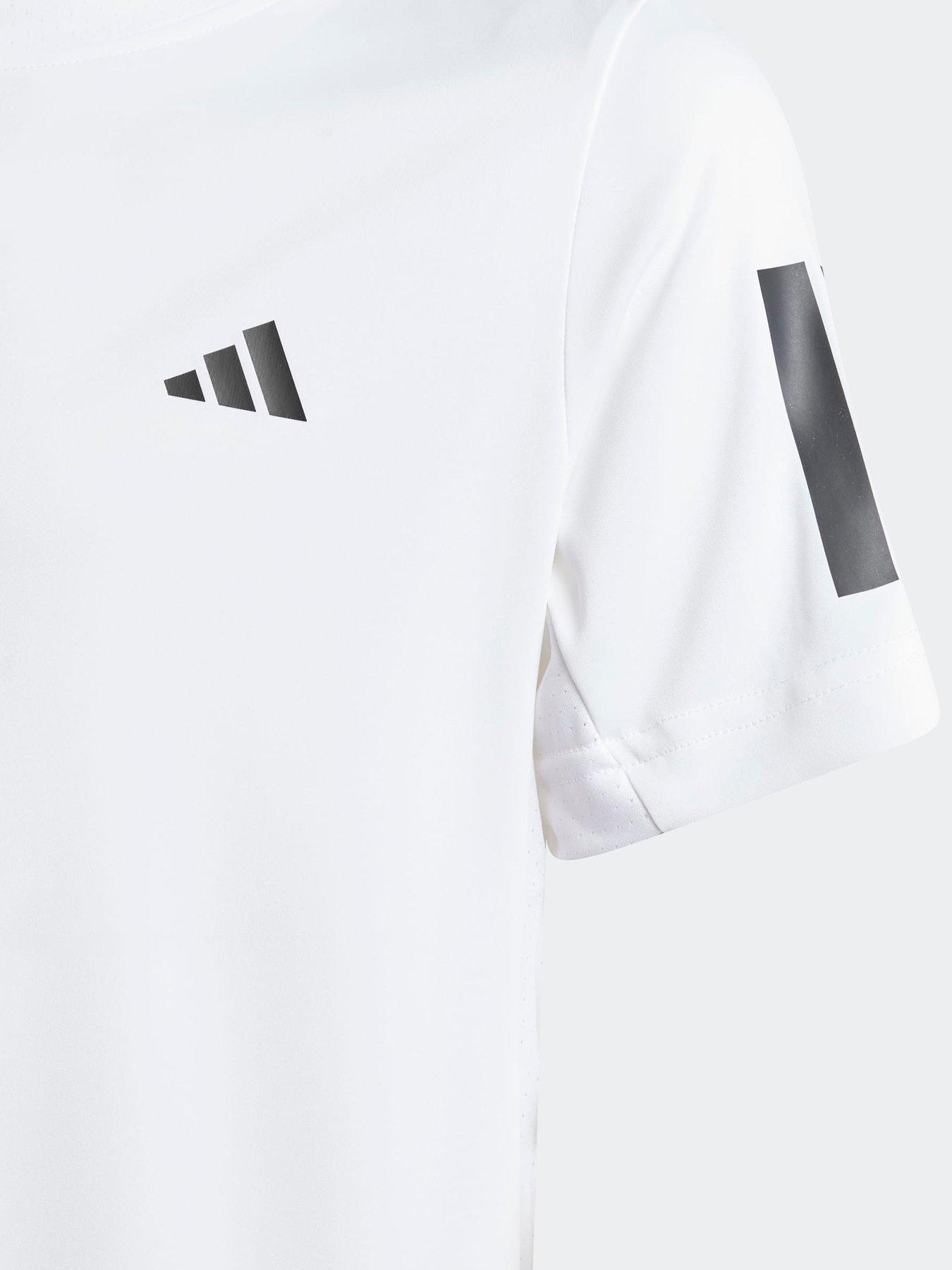 Image 3 of 5 of adidas Boys Tennis Club 3 Stripe Tee - White