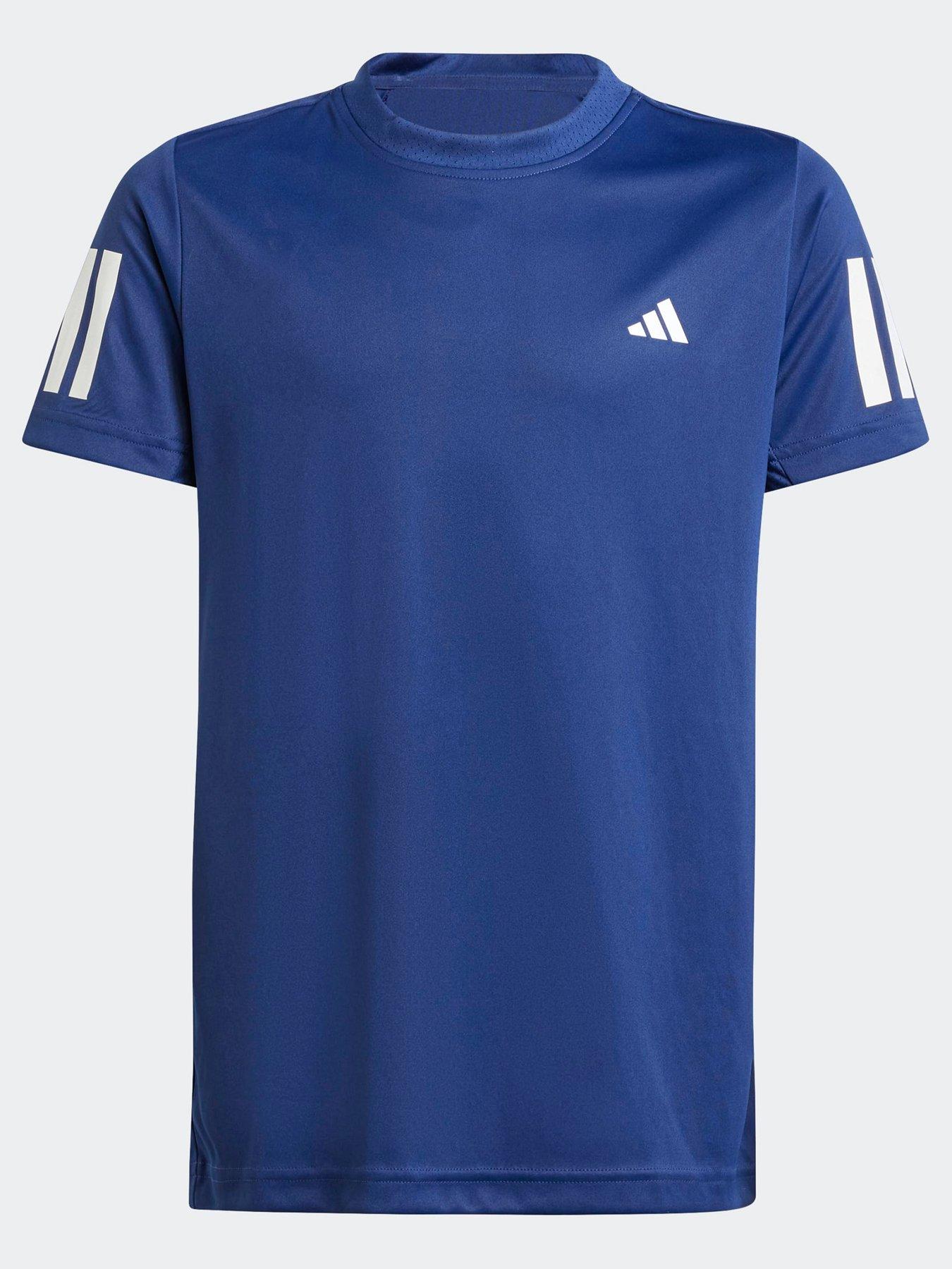 Image 1 of 5 of adidas Boys Tennis Club 3 Stripe Tee - Blue