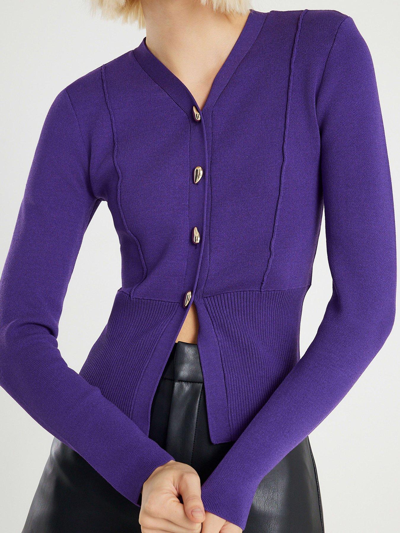 Image 4 of 4 of River Island Shoulder Pad Structured Cardi - Purple