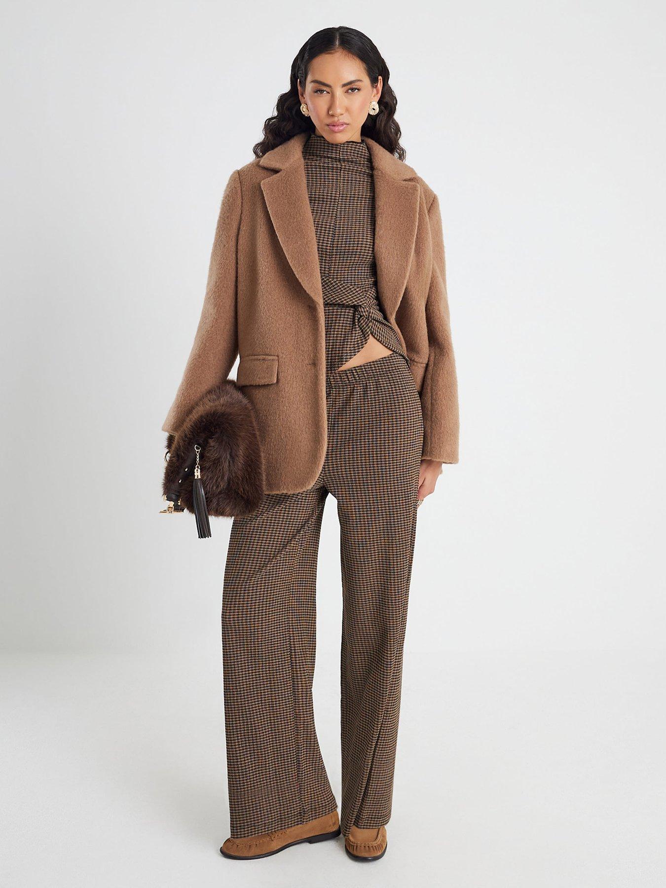 river-island-long-sleeve-twist-side-check-top-brownback