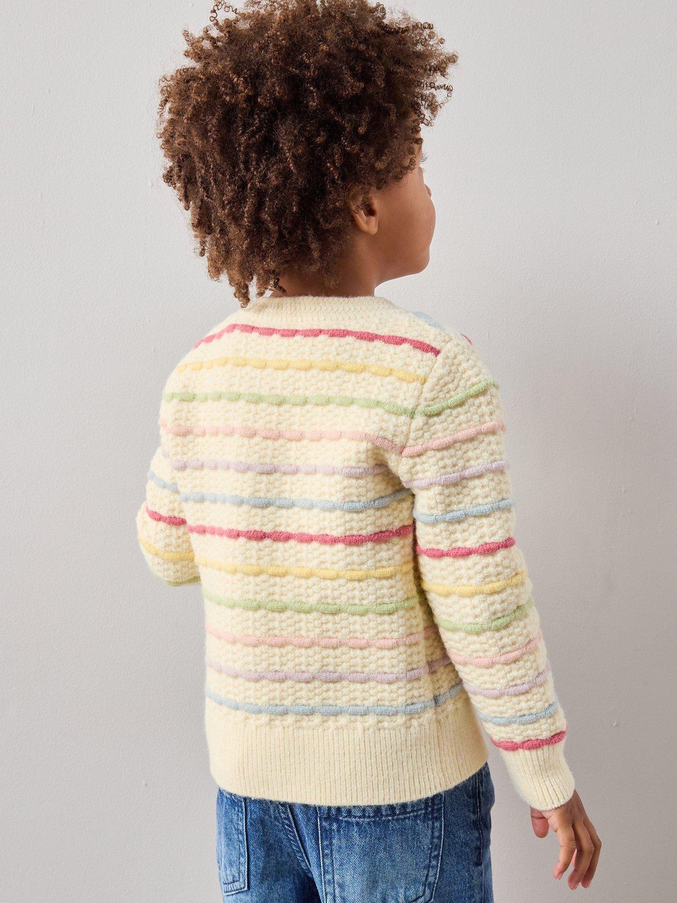 Image 2 of 7 of The Very Collection Girls Rainbow Stripe Cardigan - Cream